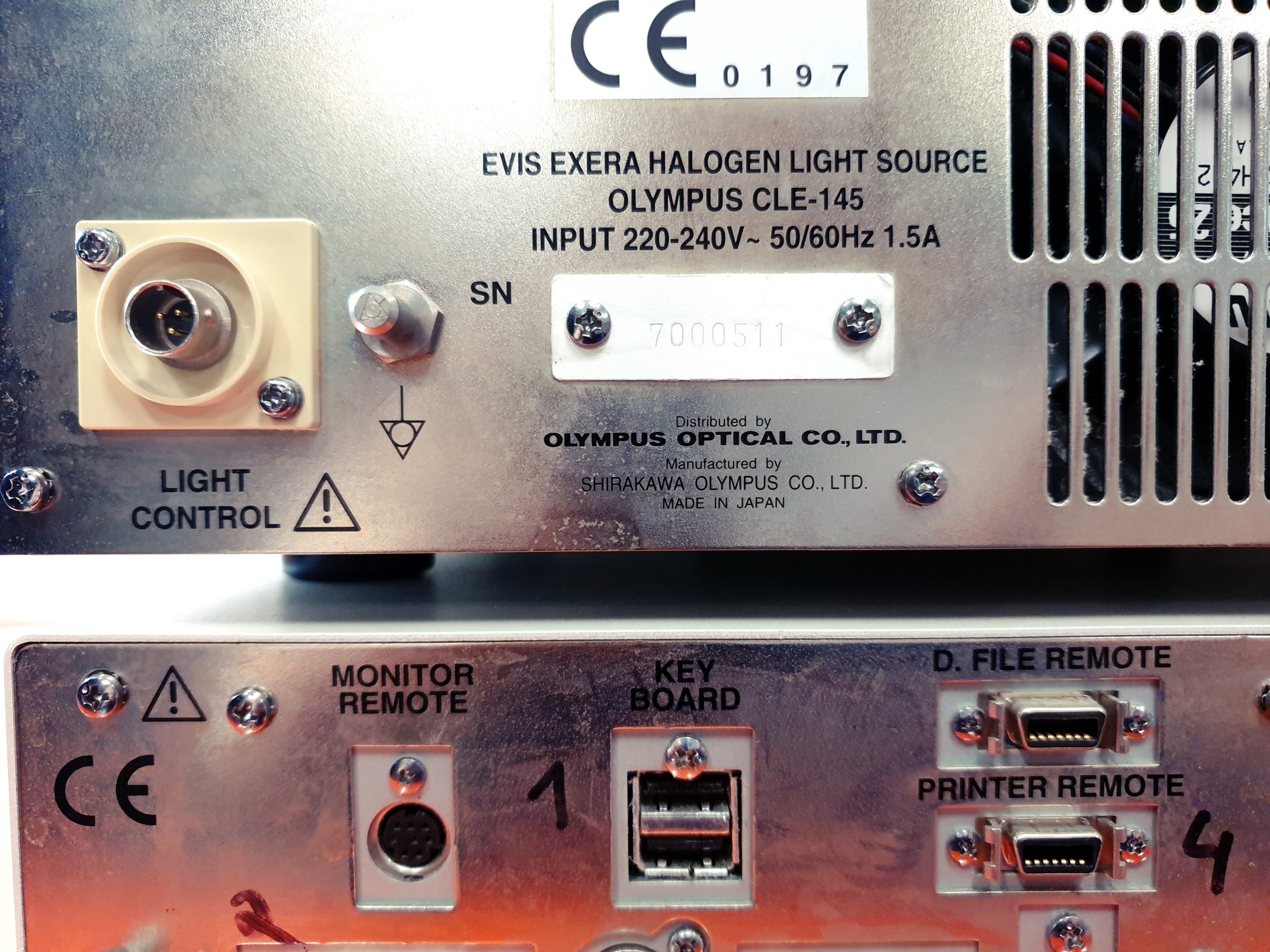 Olympus Evis Exera CV-145 Videoprozessor + CLE-145 Lichtquelle + MAJ-843 + MAJ-844 Tastatur thumbnail 5