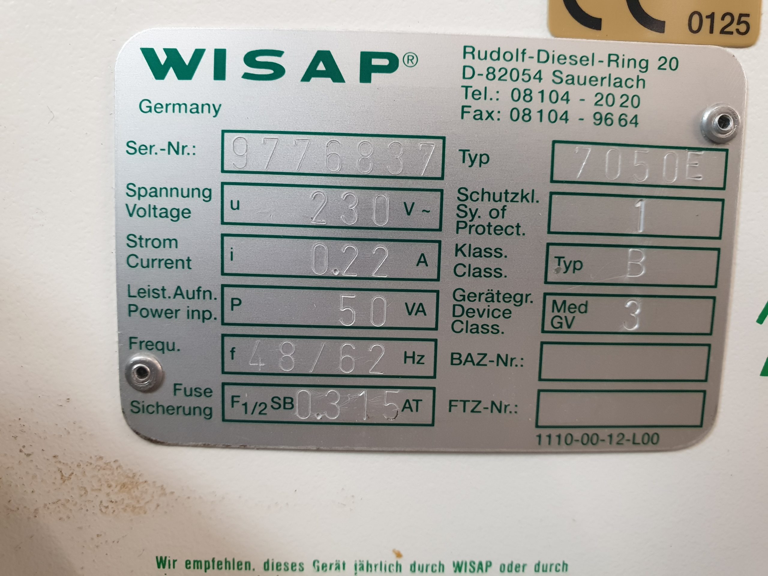 WISAP 7050E – 7050 E CO2-OP-Pneu High Flow Insufflator Laparoskopie thumbnail 4