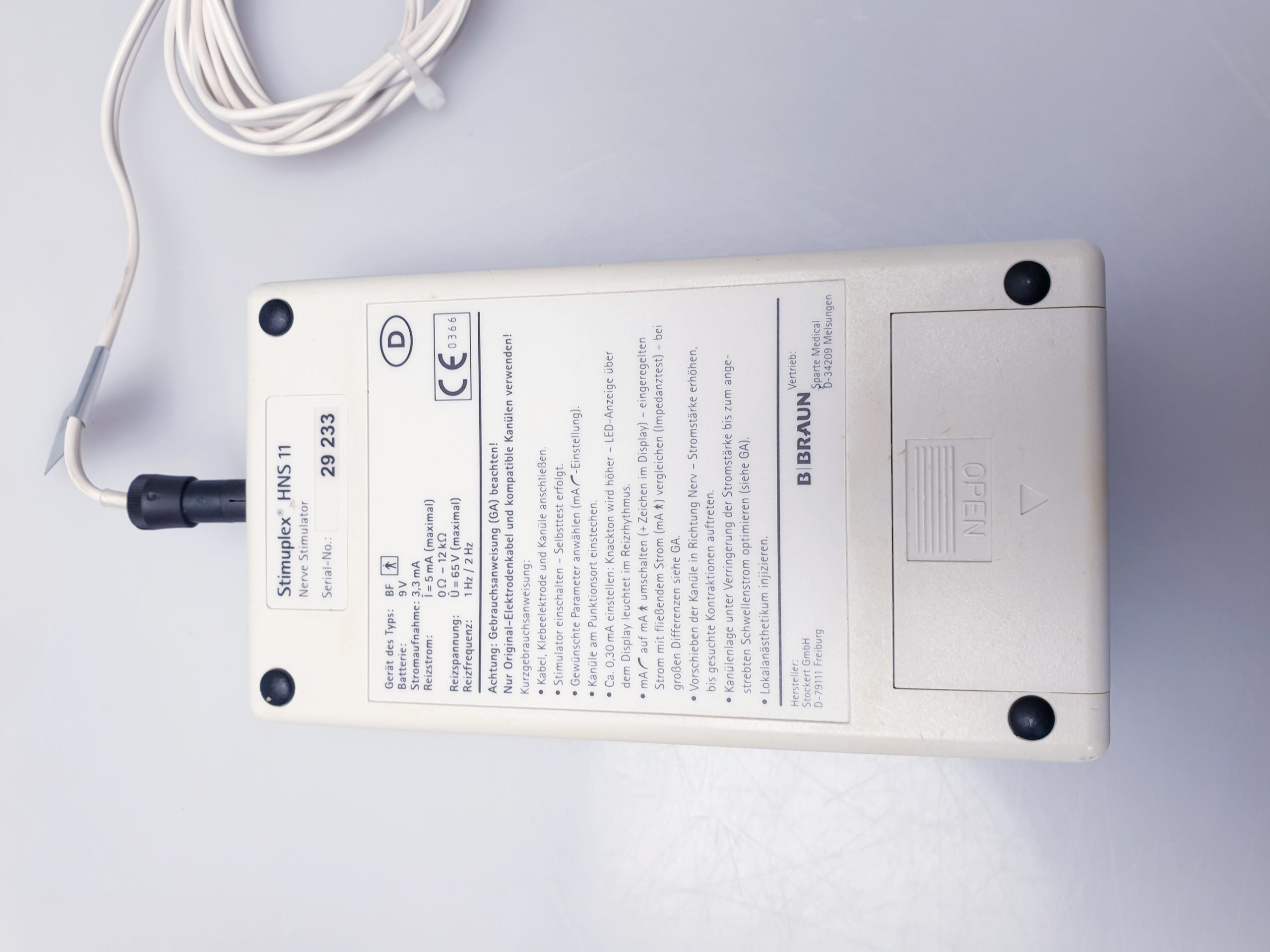 BRAUN Stimuplex HNS 11 Nervenstimulator Nerven Stimulator Stimulationsgerät thumbnail 10