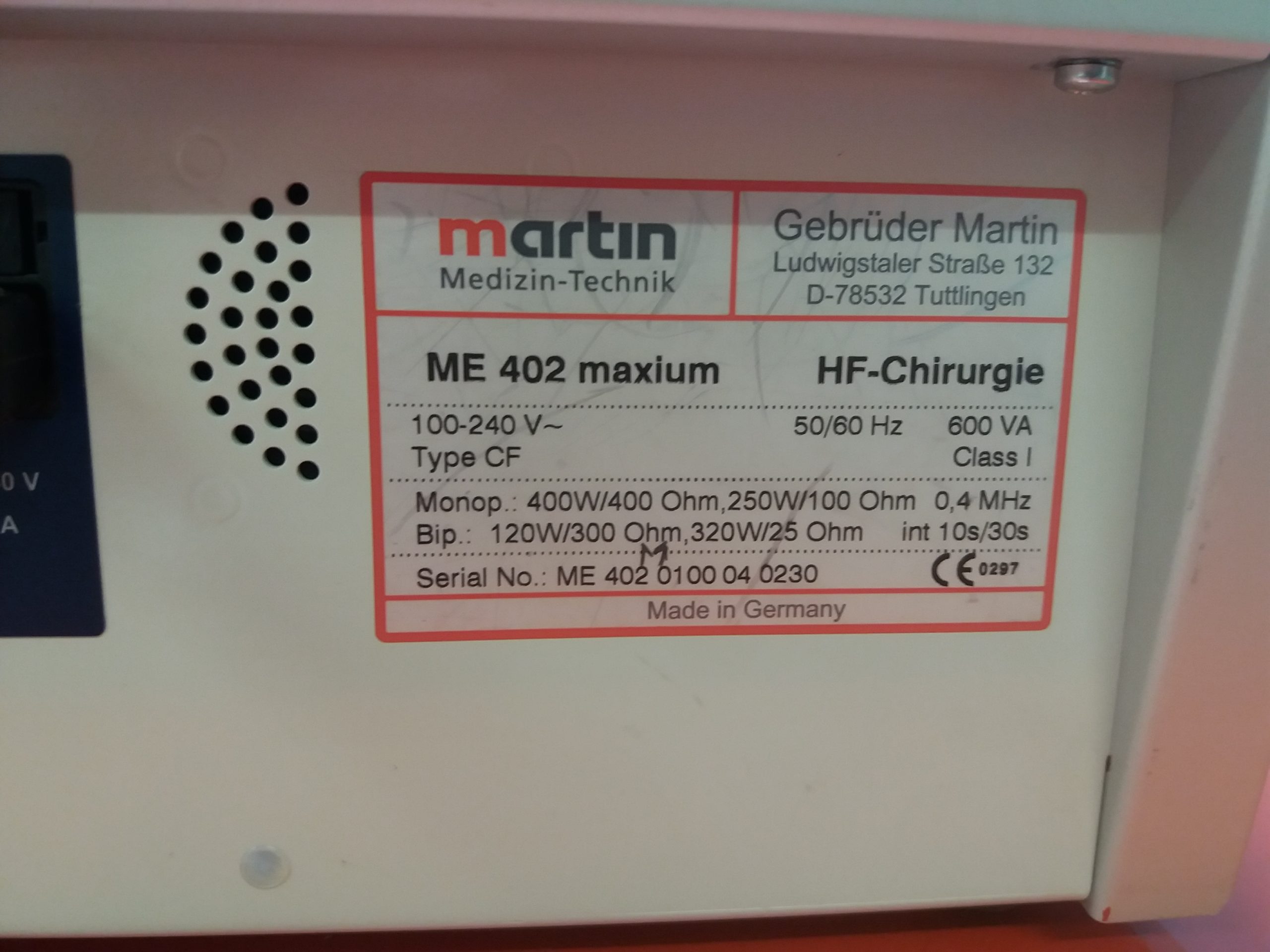 KLS Martin maxium ME402 // ME 402 HF-Gerät mit 02 Fußschaltern thumbnail 4