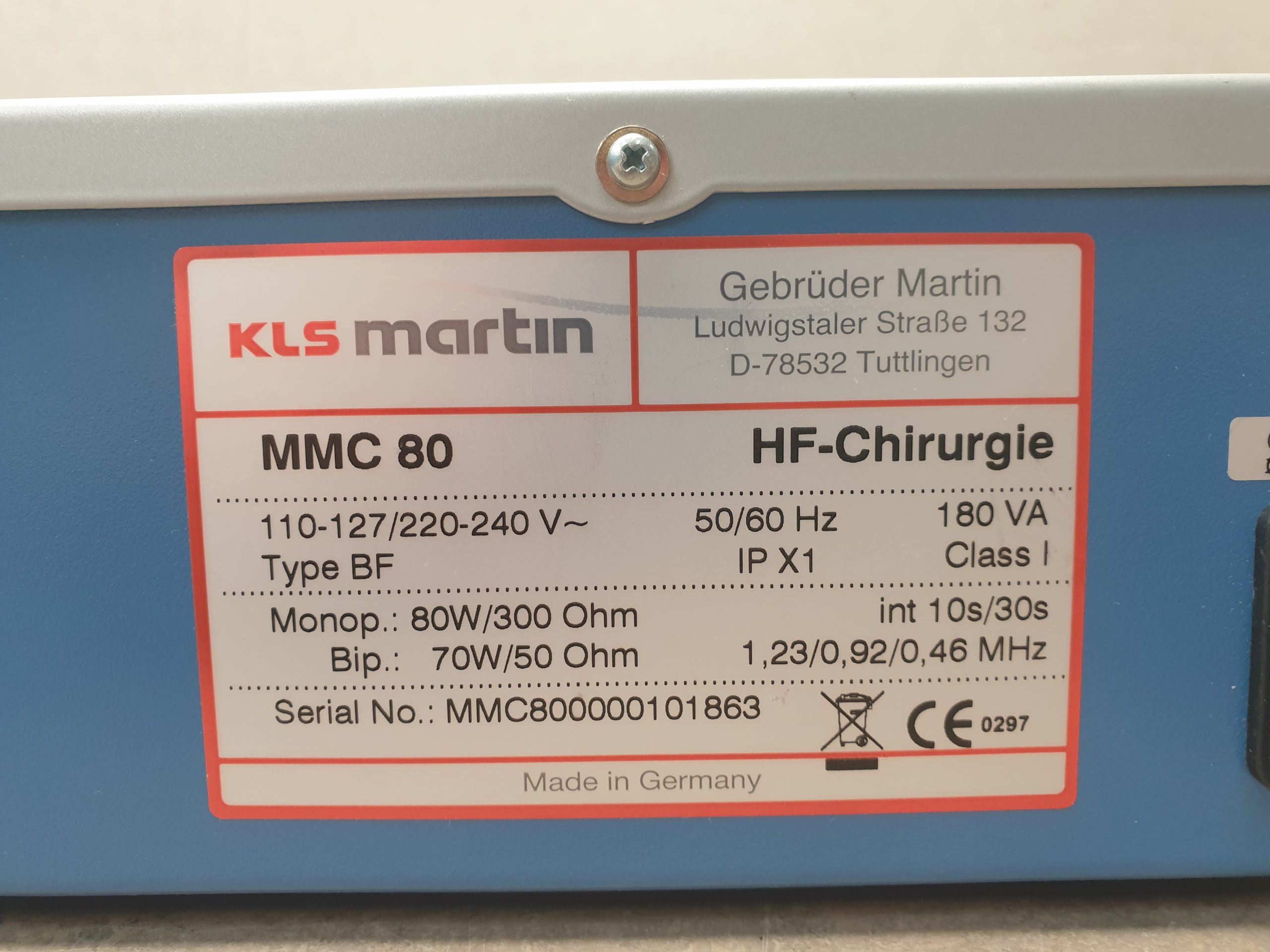 KLS Martin MMC80 minicutter mono- und Bipolar HF -Gerät – mit Fusschalter thumbnail 6