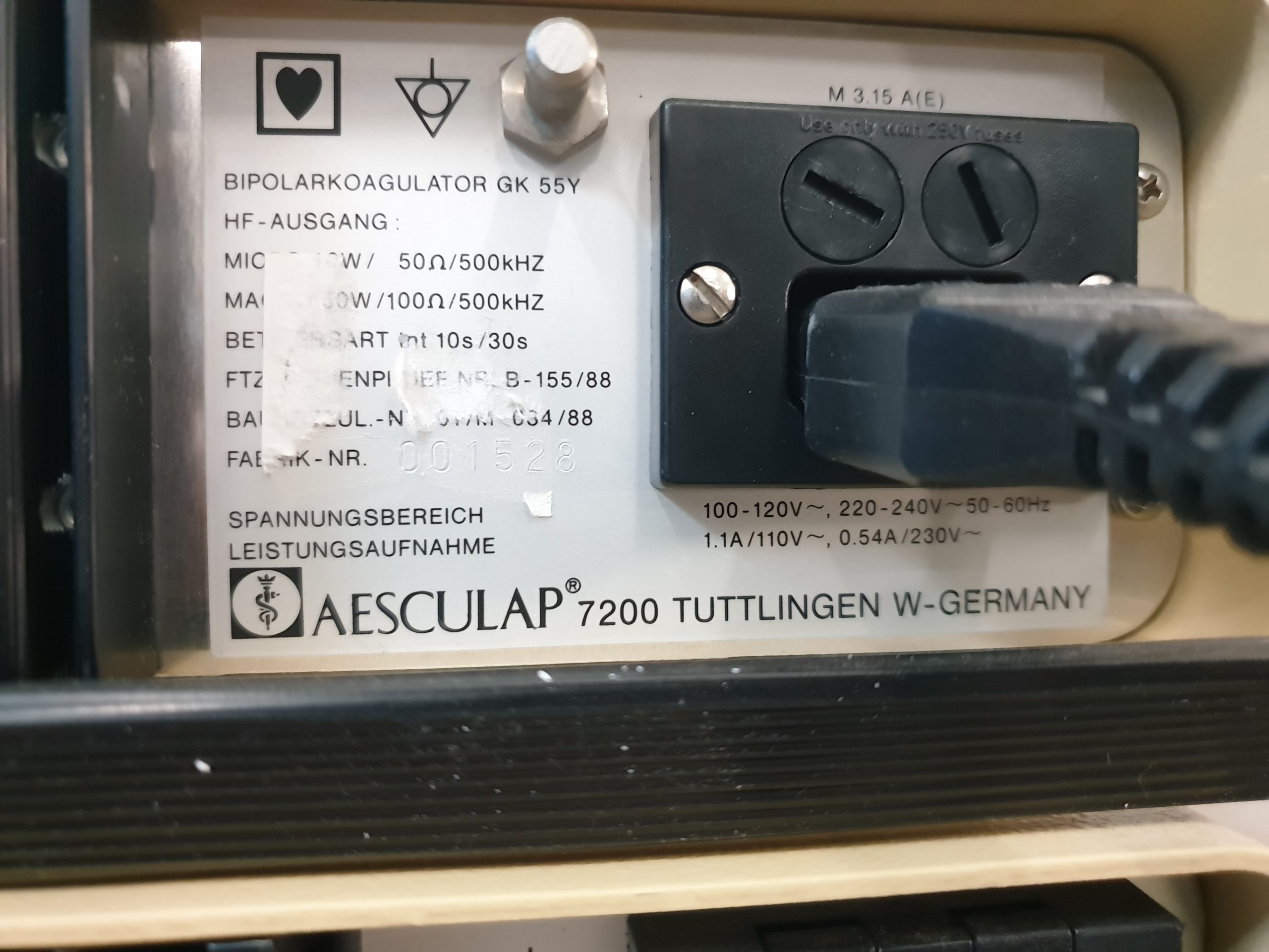 Aesculap tm 350 TM350 + Aesculap TB50 Bipolarkoagulator mit Zubehör thumbnail 6