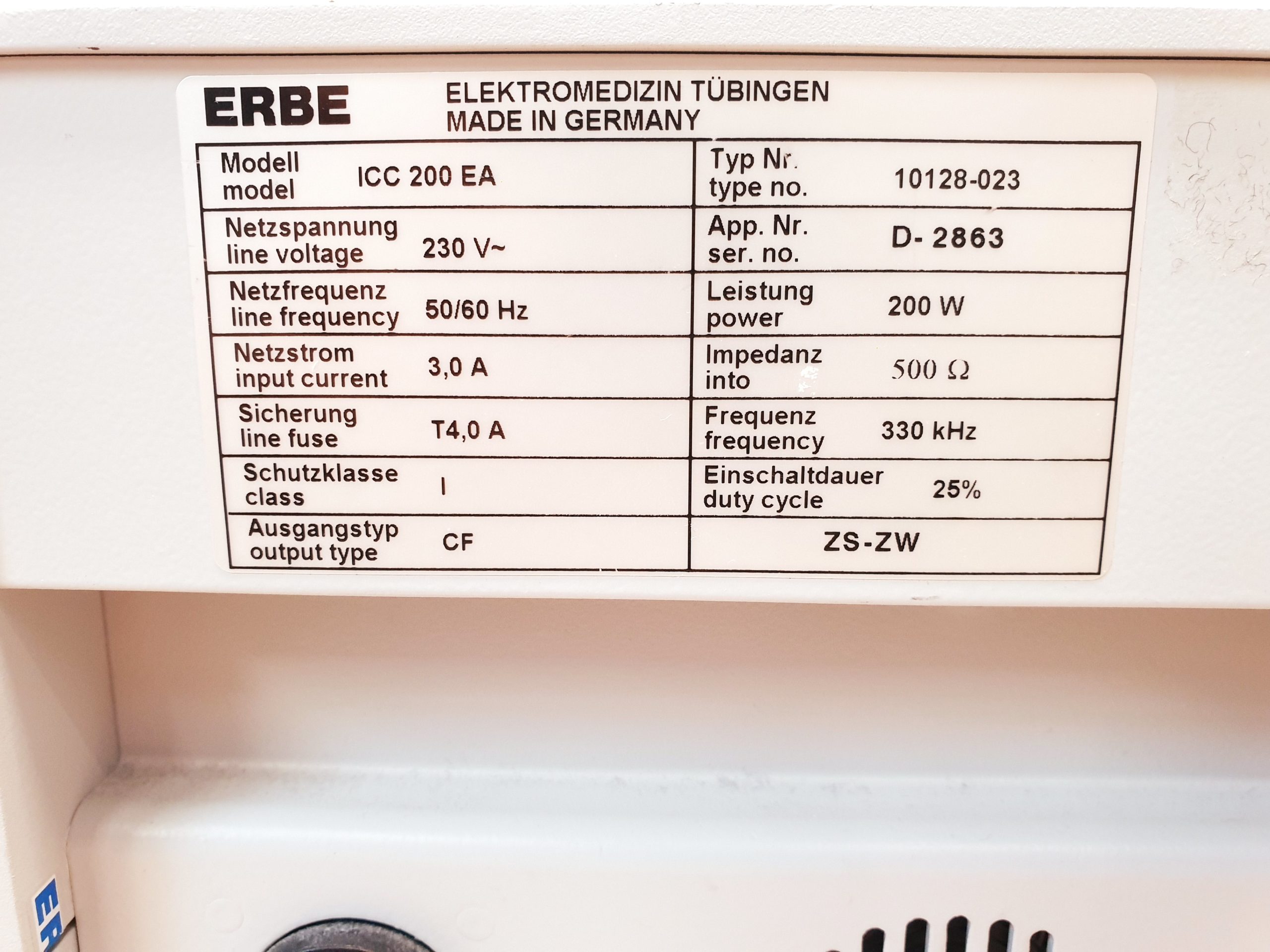 Erbe ICC 200 mit Fußschalter HF Gerät thumbnail 7