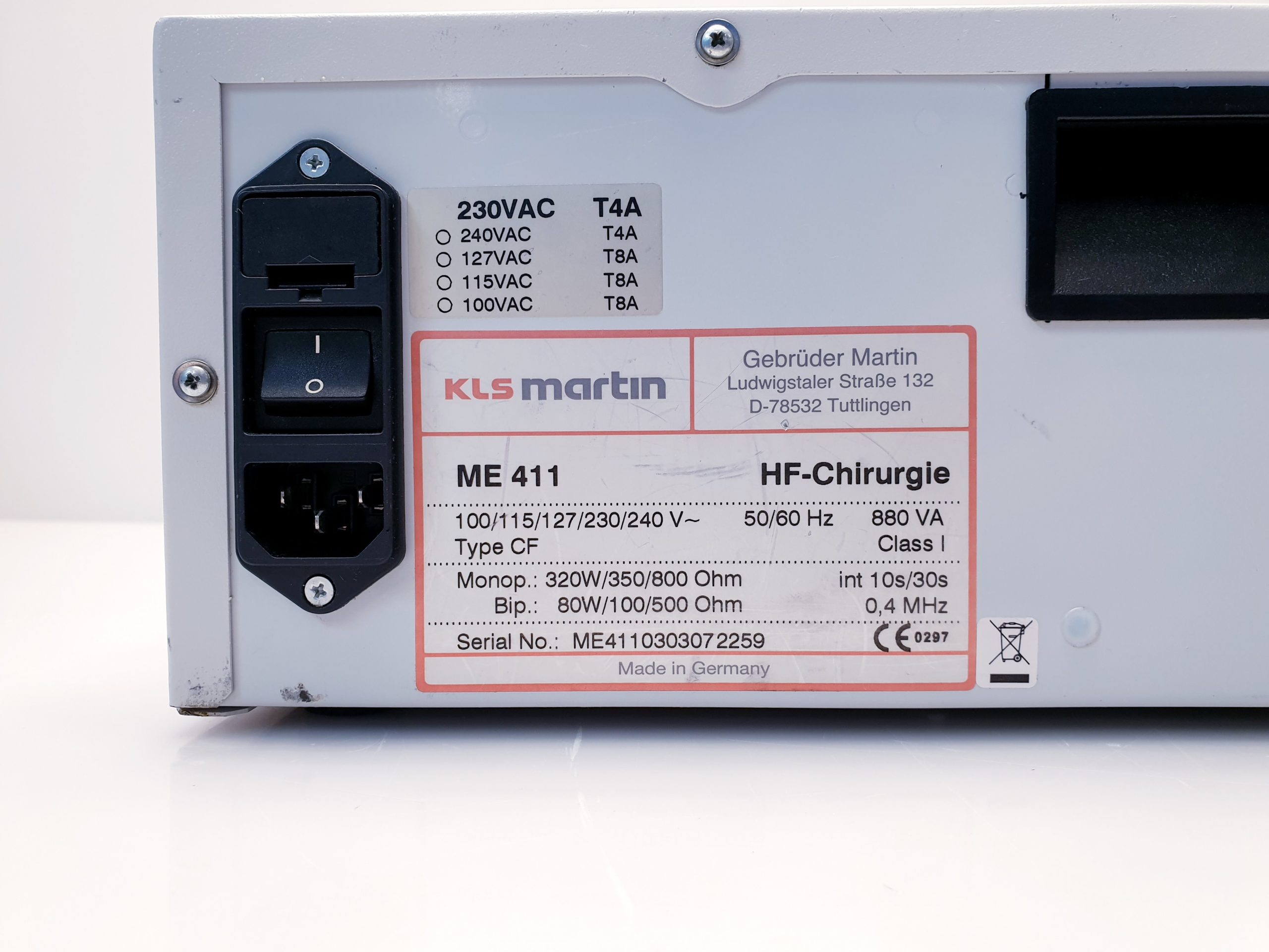 KLS MARTIN ME 411 – ME411 – HF-Chirurgie-Einheit – HF Gerät thumbnail 11
