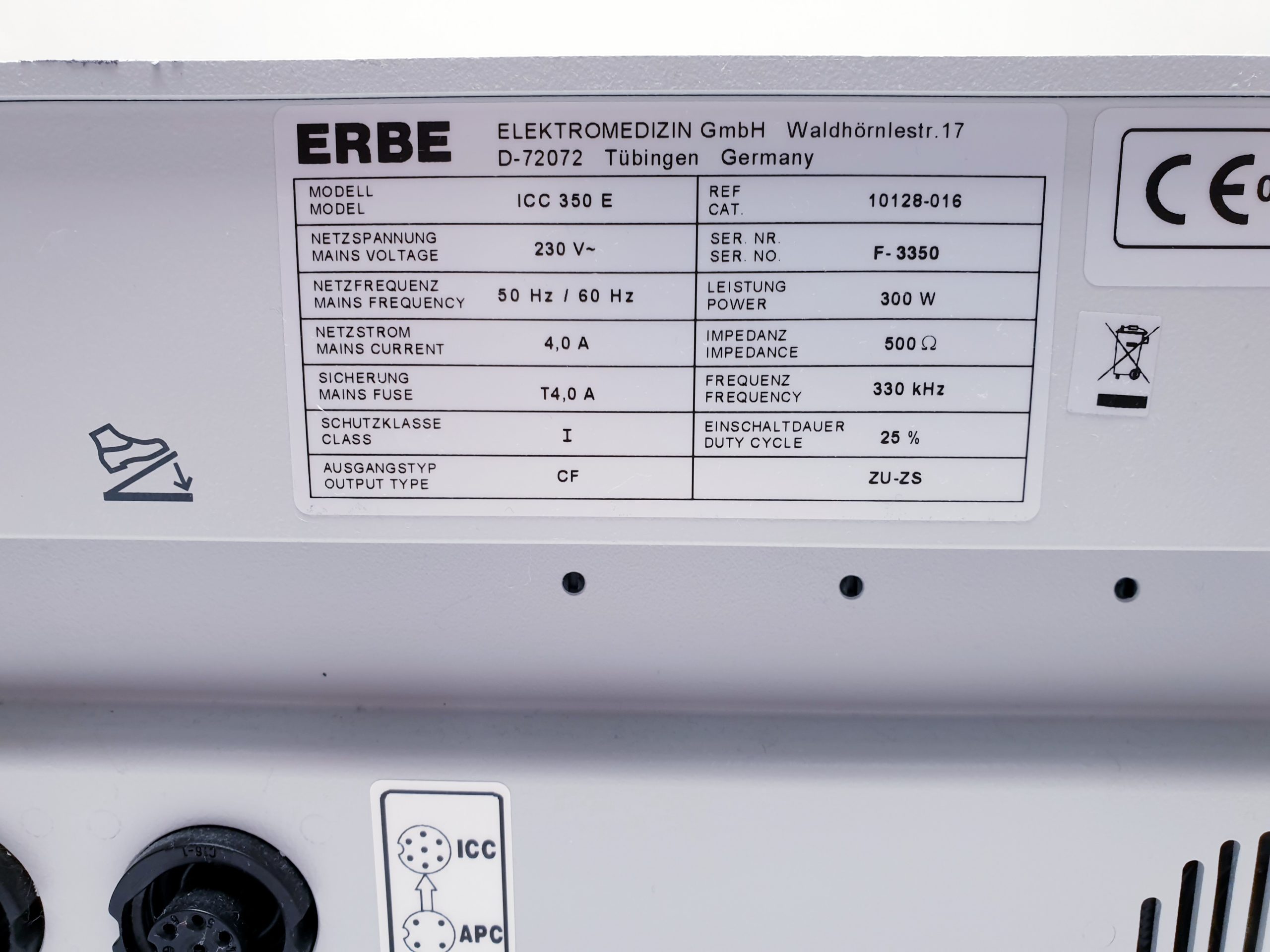 ERBE ICC 350 ICC350 E-Serie HF-Chirurgiegerät 300 Watt Leistung thumbnail 9