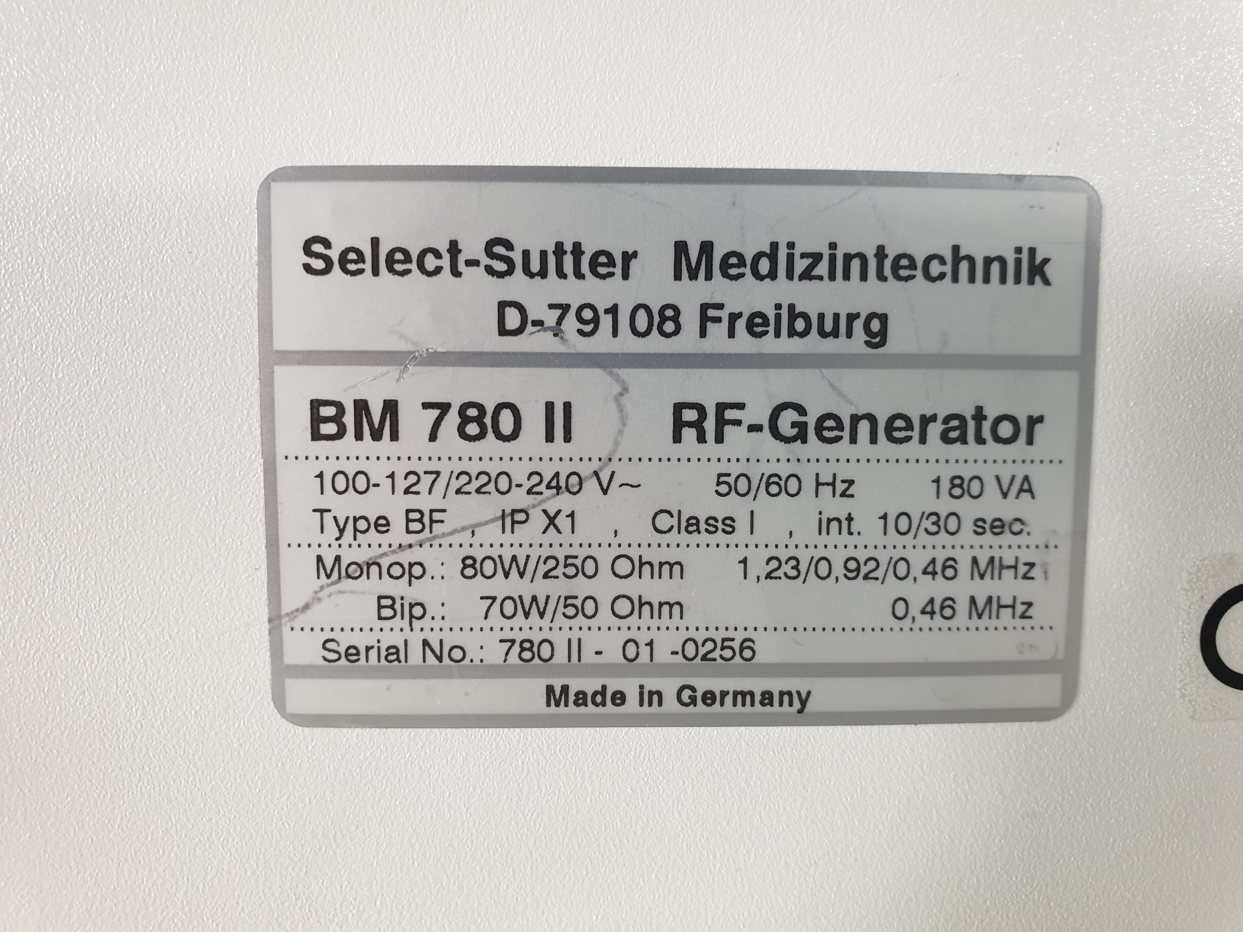 Select-Sutter BM-780 // BM 780 II // BM780 RF-Generator thumbnail 4