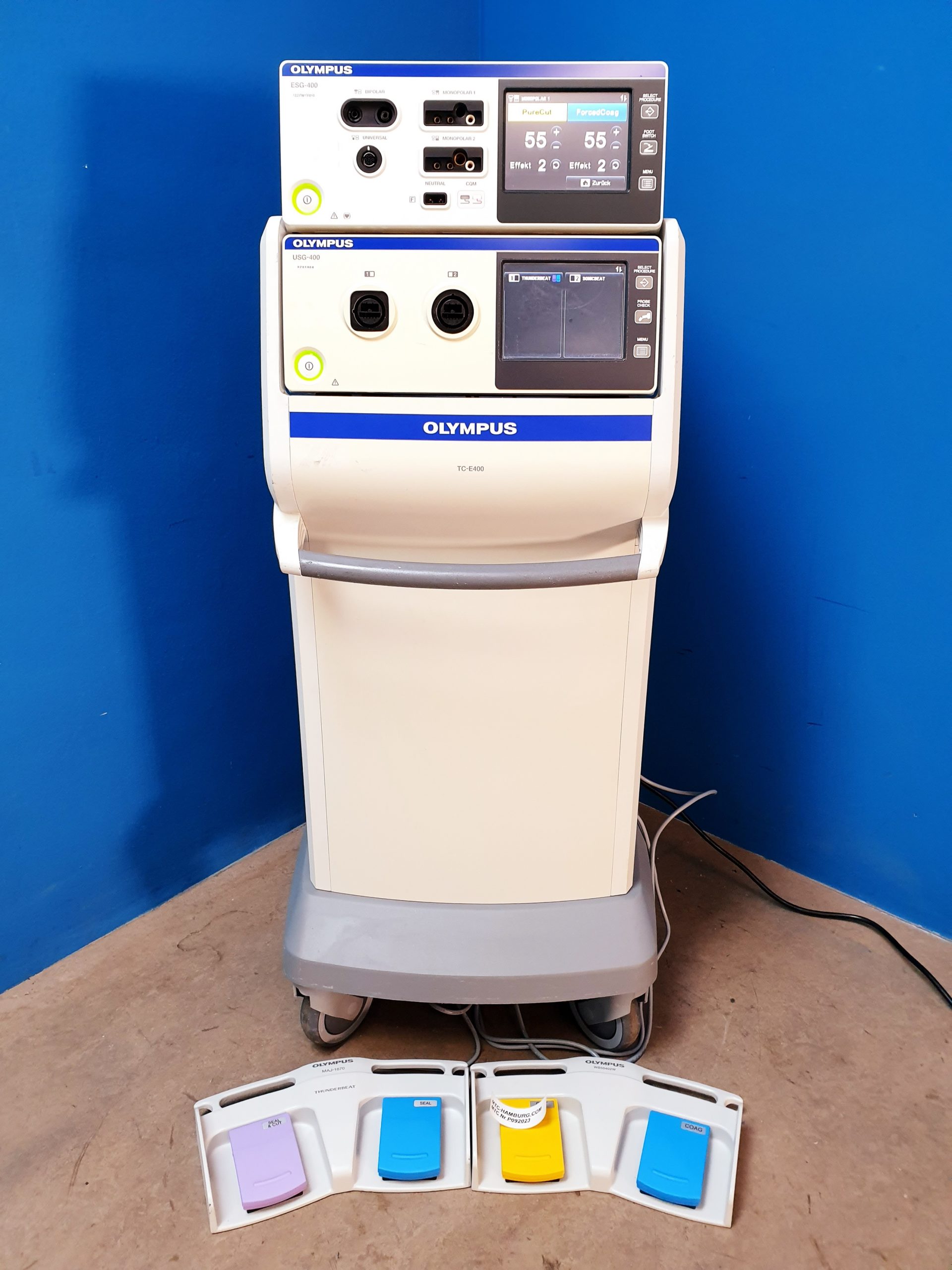 Olympus USG-400 // USG400 Ultraschall Generator ESG-400 // ESG400 HF-Generator TC-E400 Cart — image 1 of 7