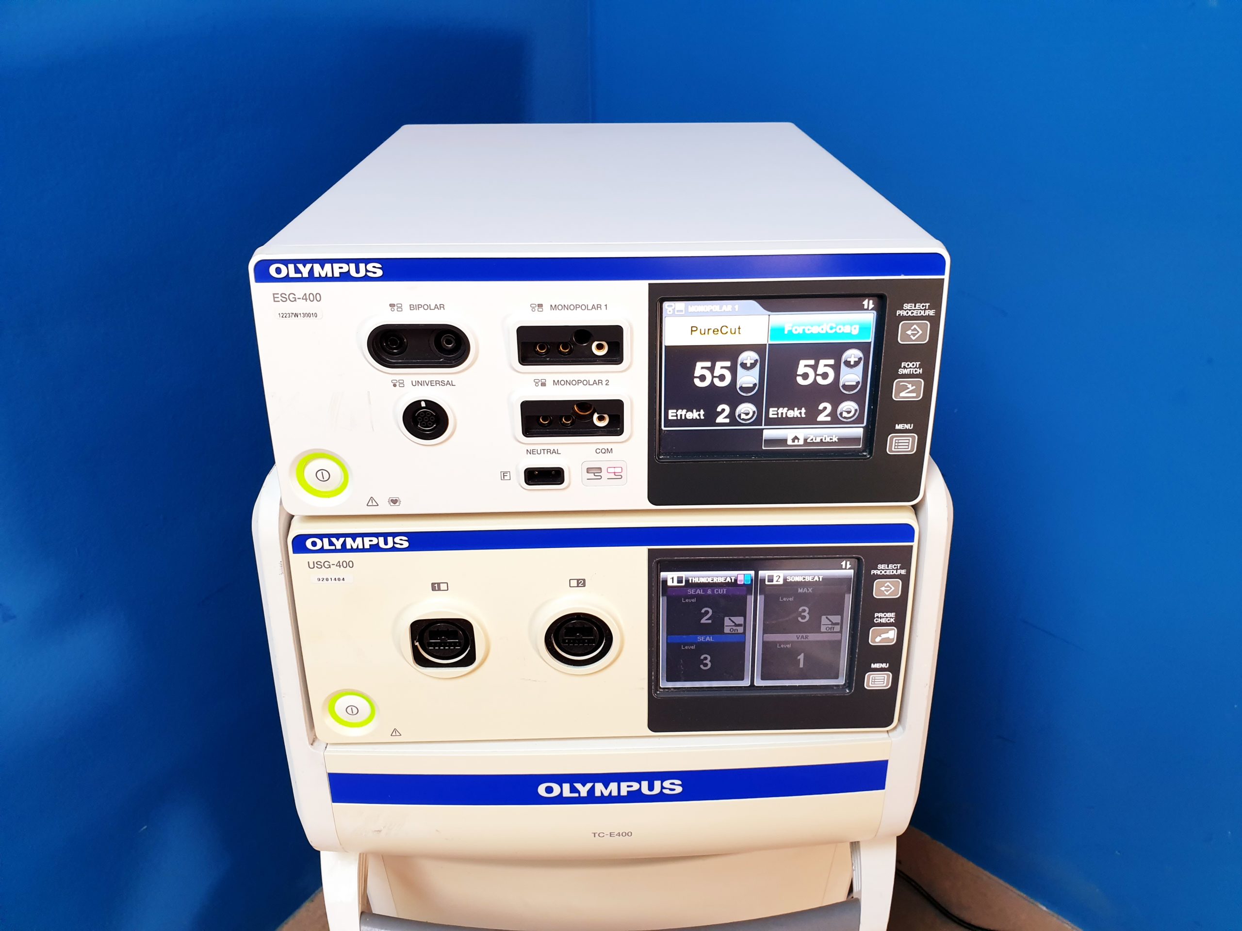 Olympus USG-400 // USG400 Ultraschall Generator ESG-400 // ESG400 HF-Generator TC-E400 Cart thumbnail 2
