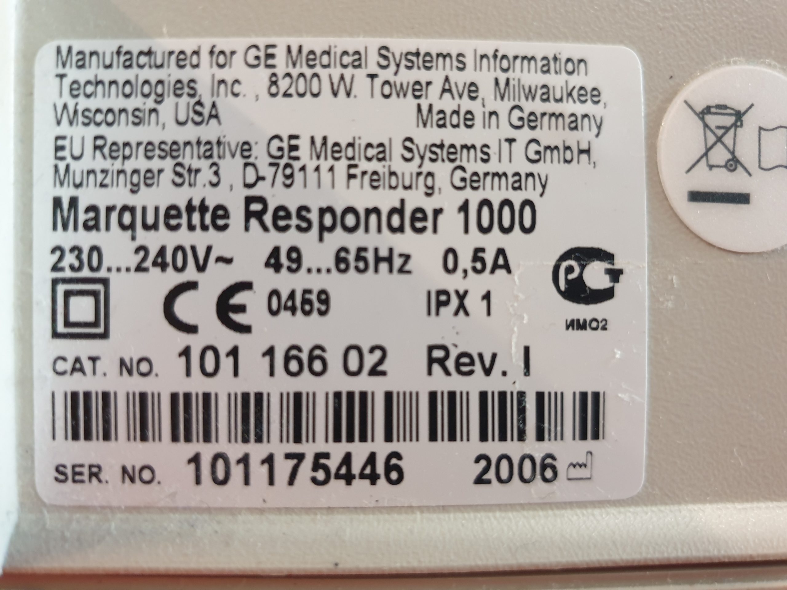 GE Healthcare Hellige Marquette Responder 1000 Defibrillator – Netzbetrieb – Akkuleistung ist uns unbekannt– thumbnail 8