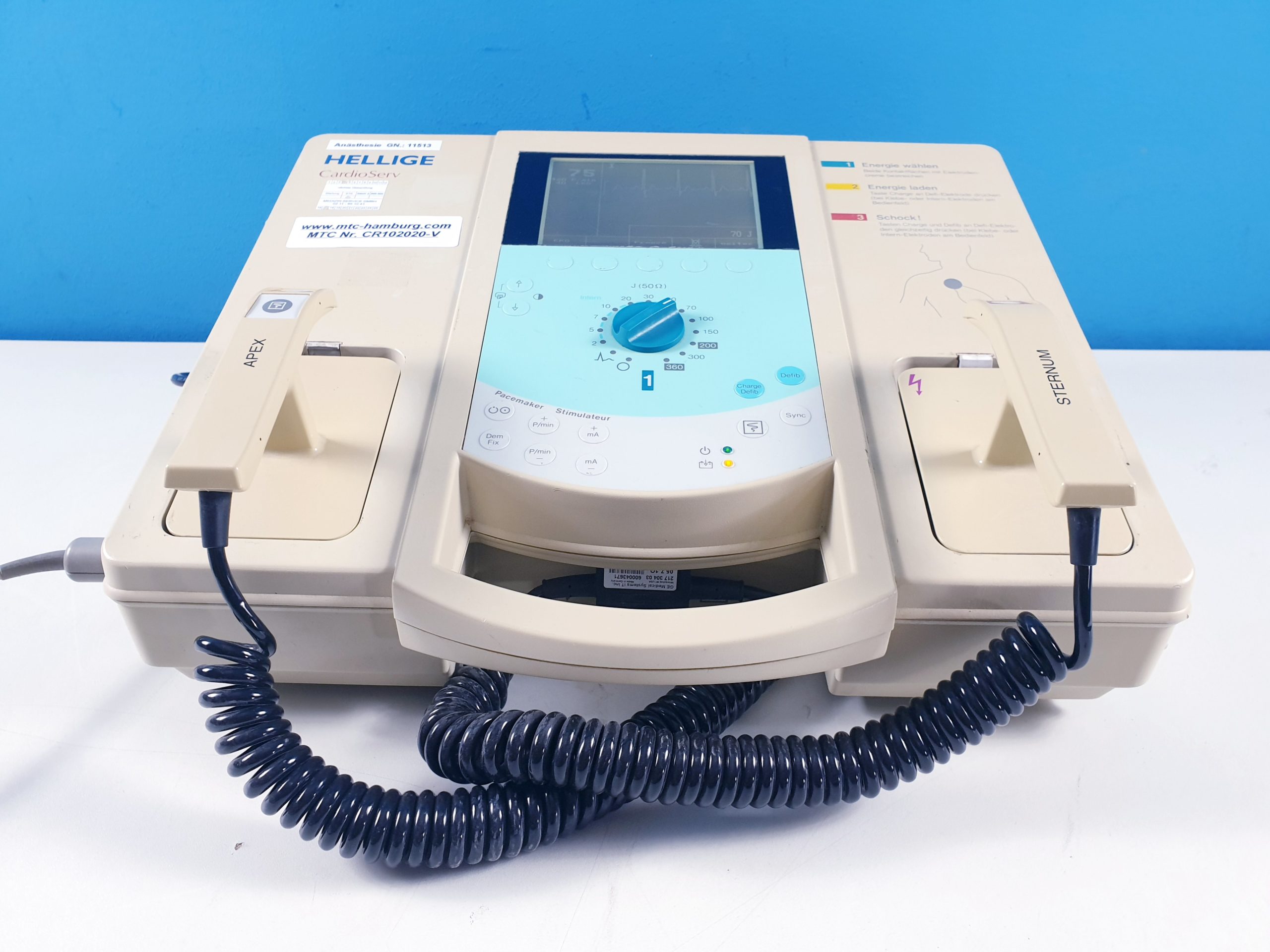 GE Hellige Cardioserv Cardio Serv Defibrillator mit EKG Kabel — image 1 of 6