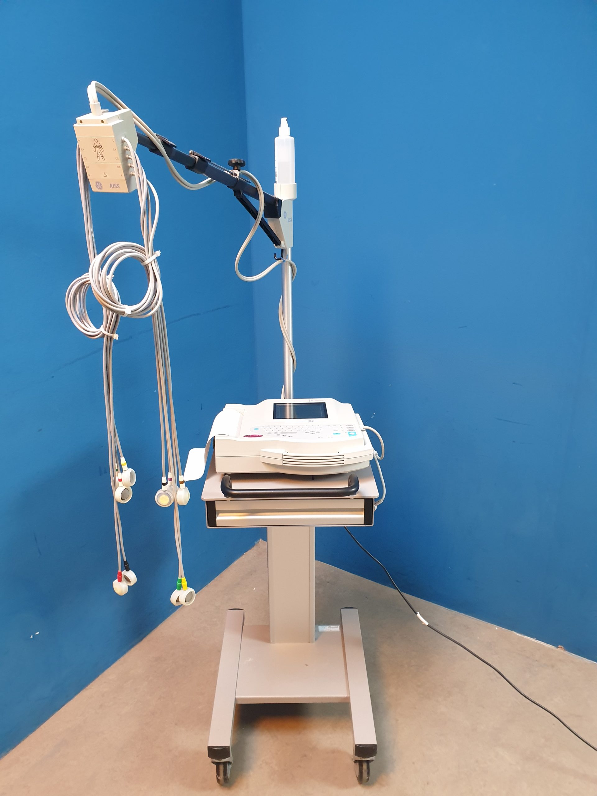 GE MAC 1200 ST 1200ST EKG Gerät mit Sauganlage auf fahrbarem GestellI thumbnail 3