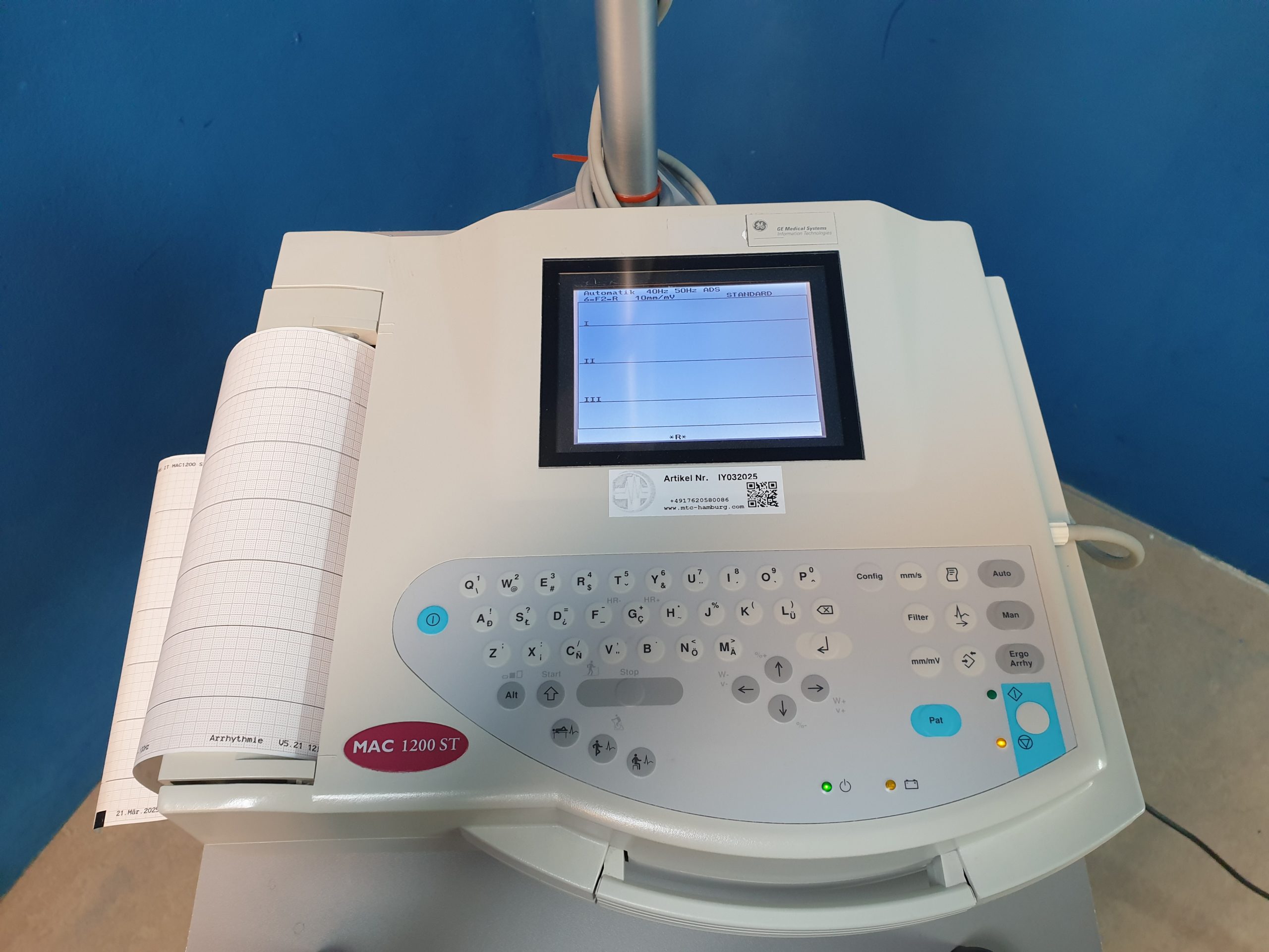 GE MAC 1200 ST 1200ST EKG Gerät mit Sauganlage auf fahrbarem GestellI thumbnail 4