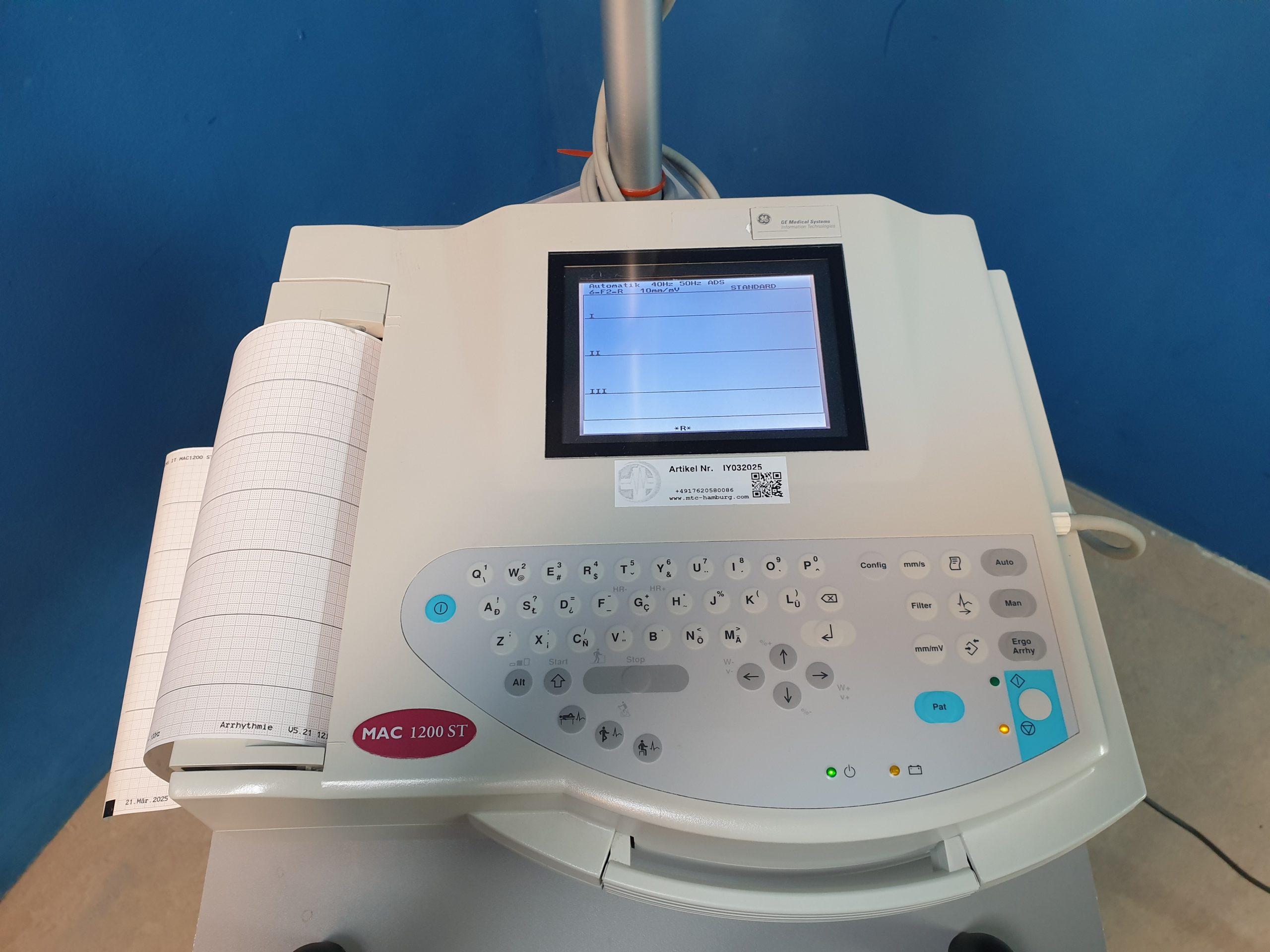 GE MAC 1200 ST 1200ST EKG Gerät mit Sauganlage auf fahrbarem GestellI thumbnail 5