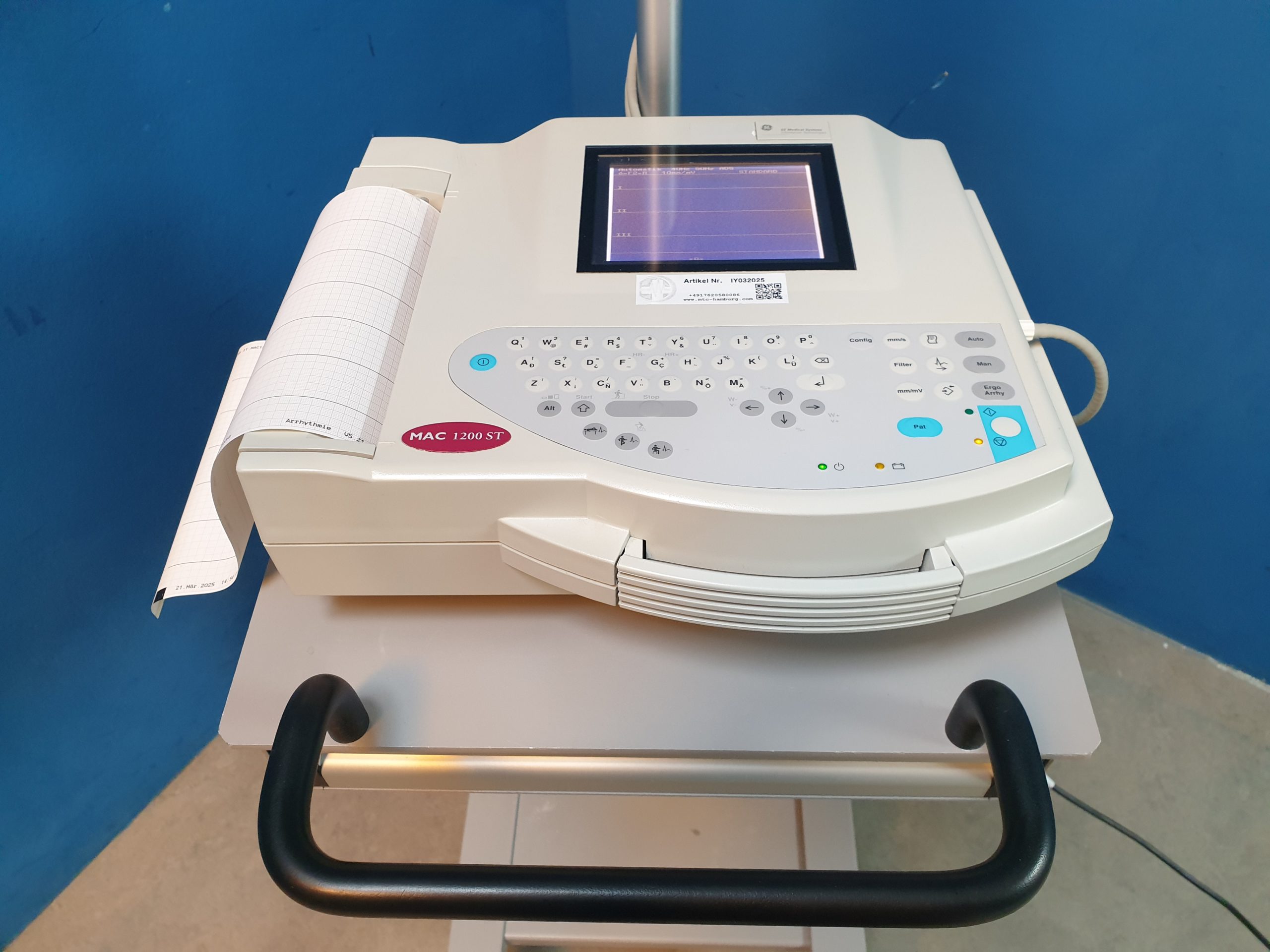 GE MAC 1200 ST 1200ST EKG Gerät mit Sauganlage auf fahrbarem GestellI thumbnail 6