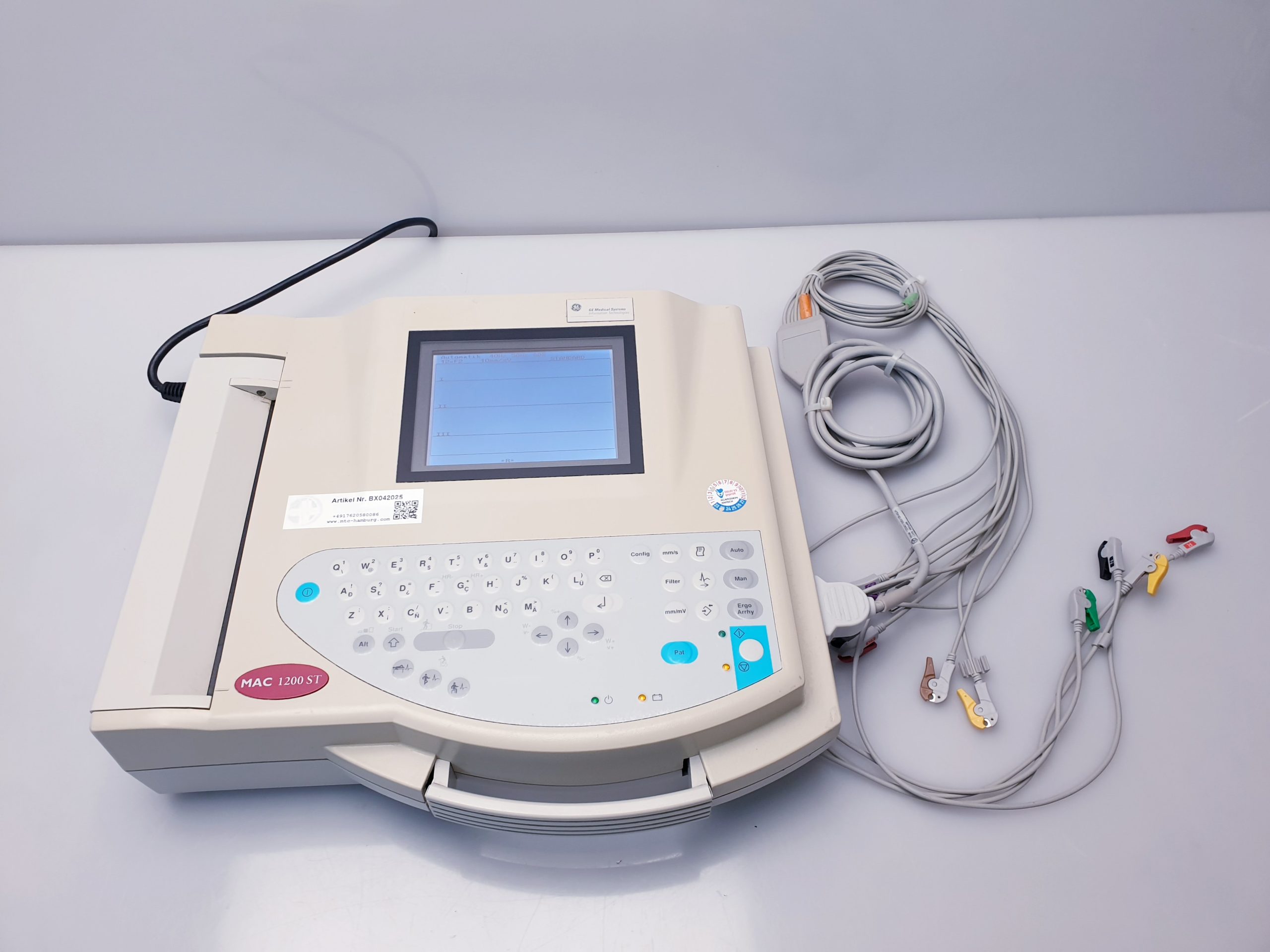 GE MAC 1200ST // 1200 ST EKG Gerät mit Ableitungskabel thumbnail 5