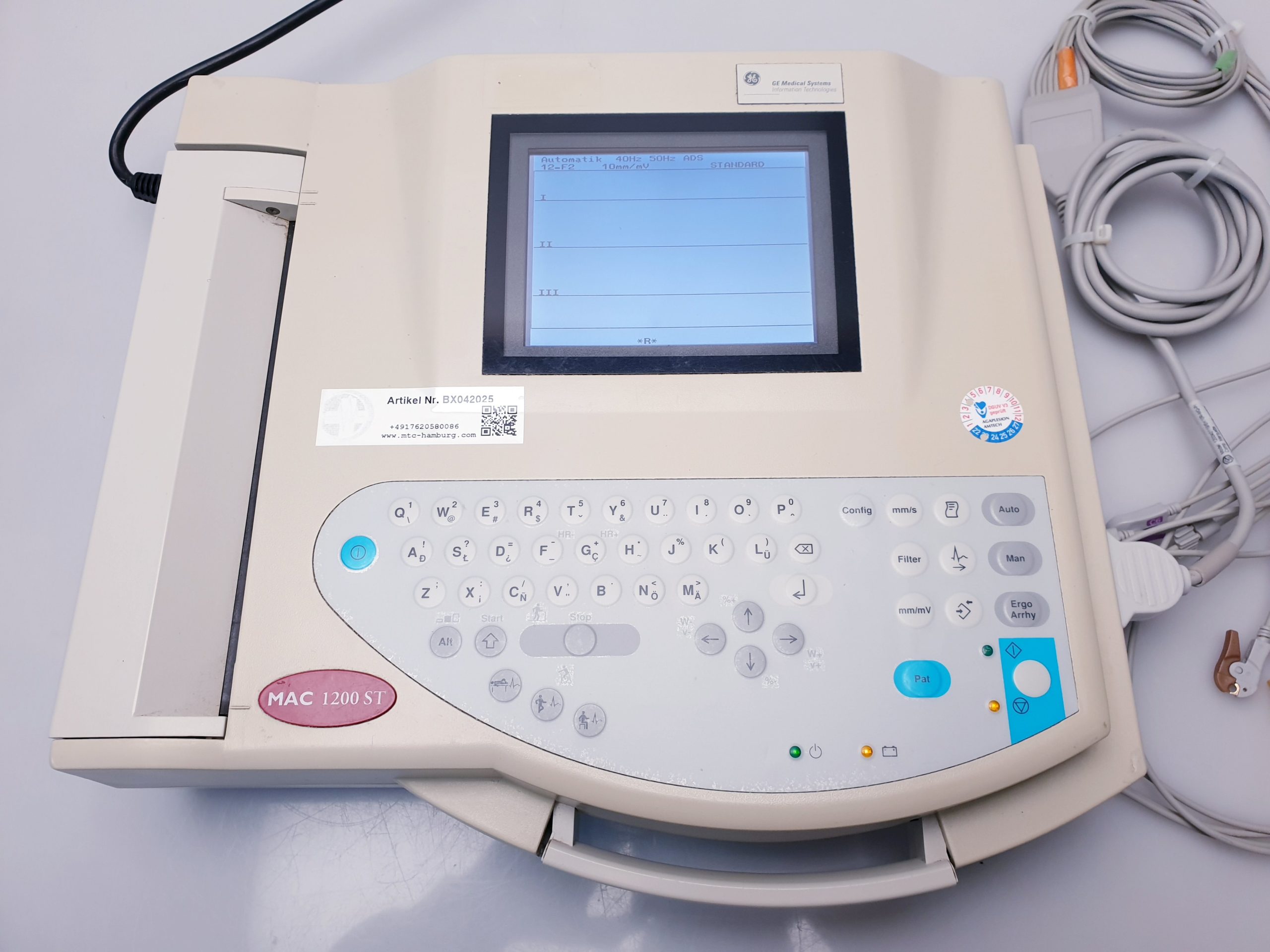 GE MAC 1200ST // 1200 ST EKG Gerät mit Ableitungskabel thumbnail 6