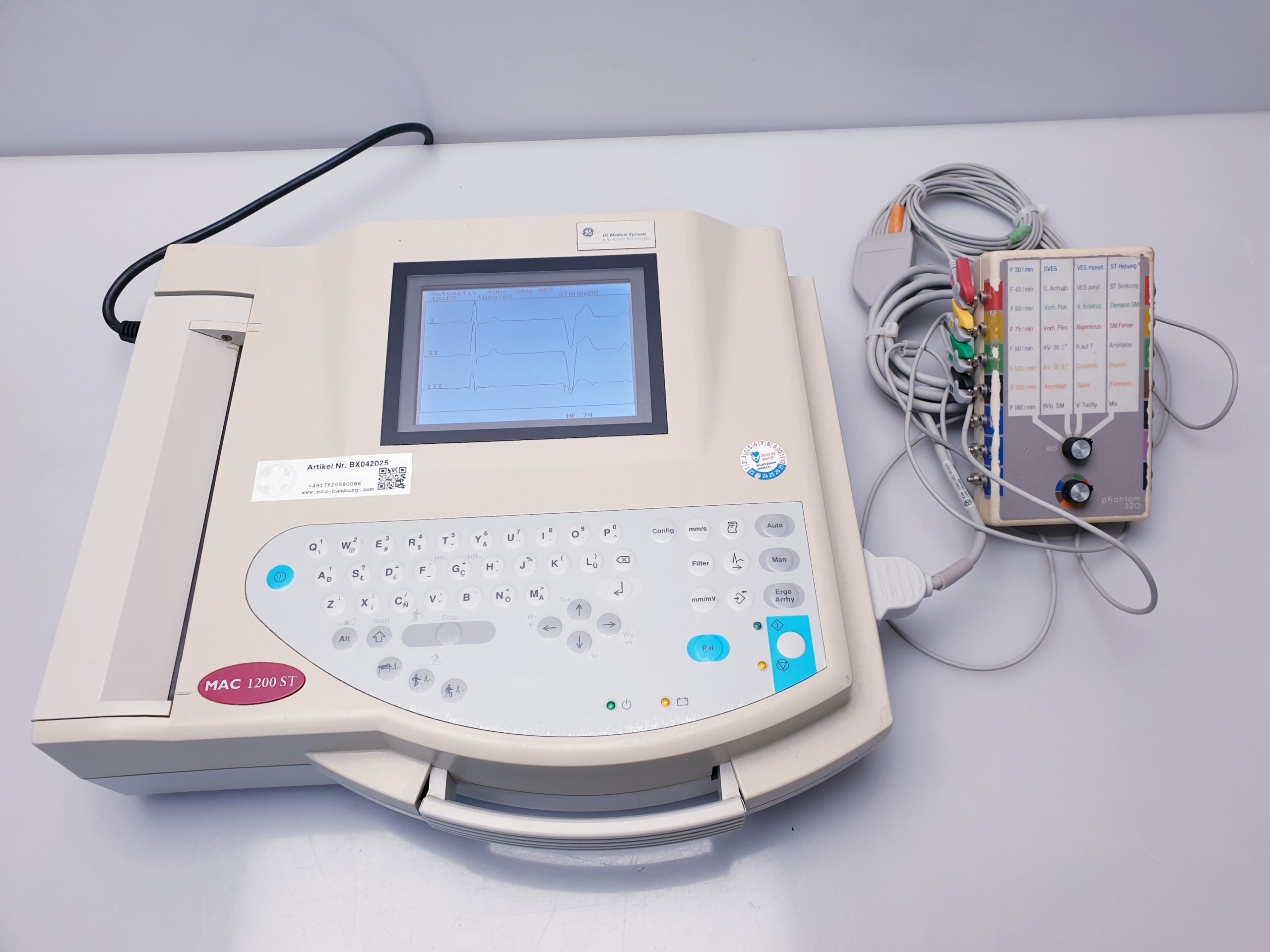 GE MAC 1200ST // 1200 ST EKG Gerät mit Ableitungskabel thumbnail 7