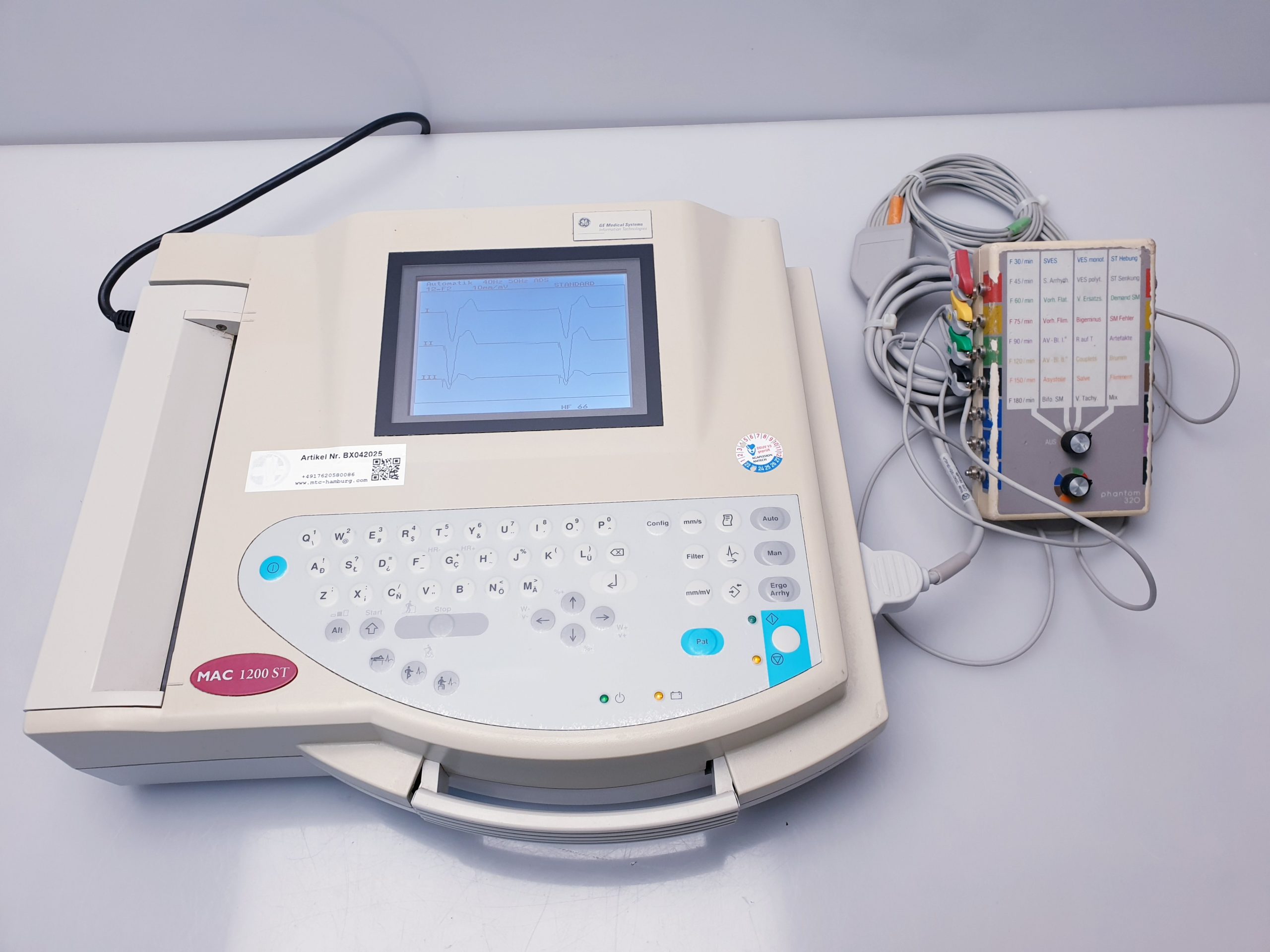 GE MAC 1200ST // 1200 ST EKG Gerät mit Ableitungskabel thumbnail 8