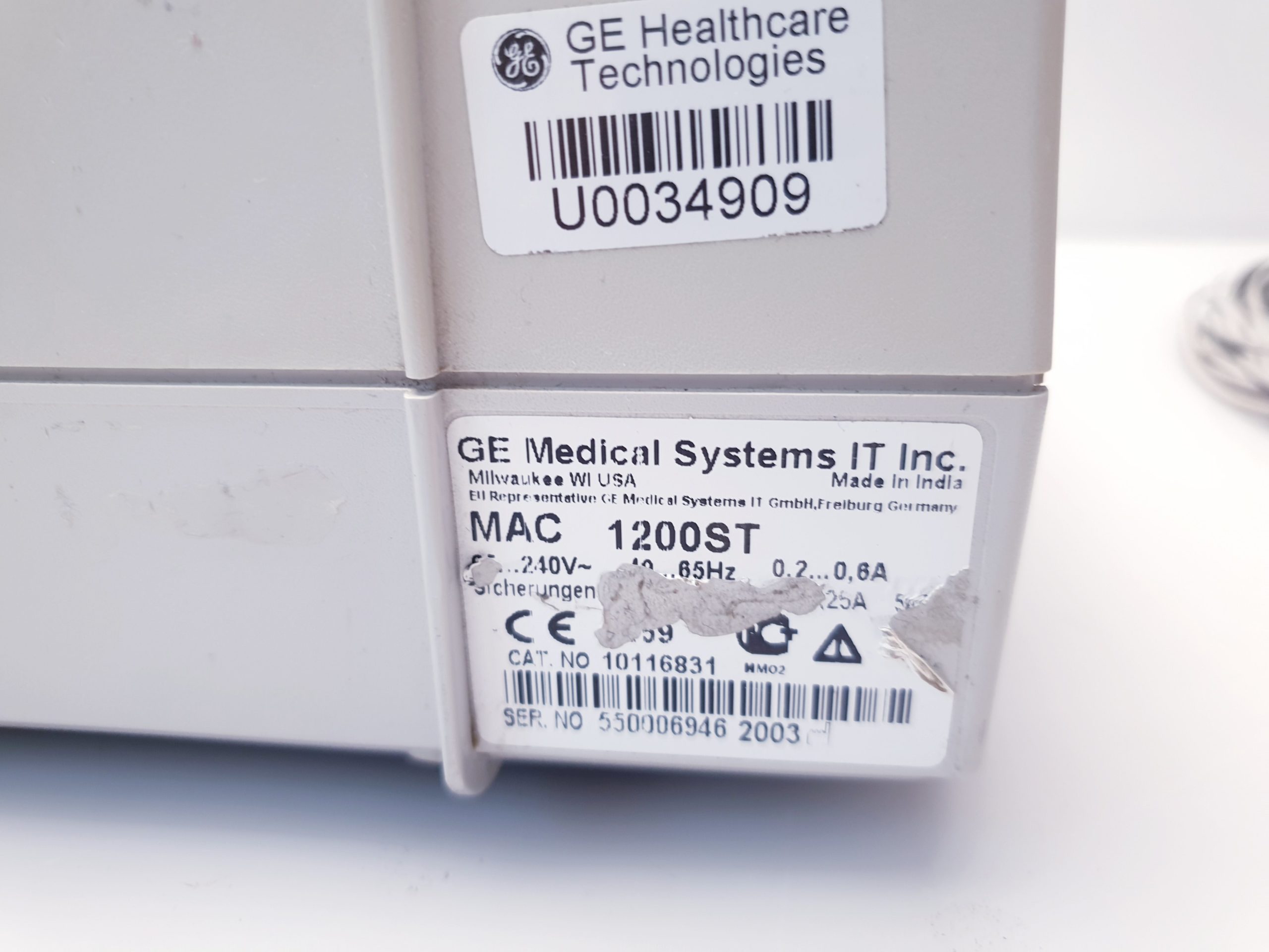 GE MAC 1200ST // 1200 ST EKG Gerät mit Ableitungskabel thumbnail 10