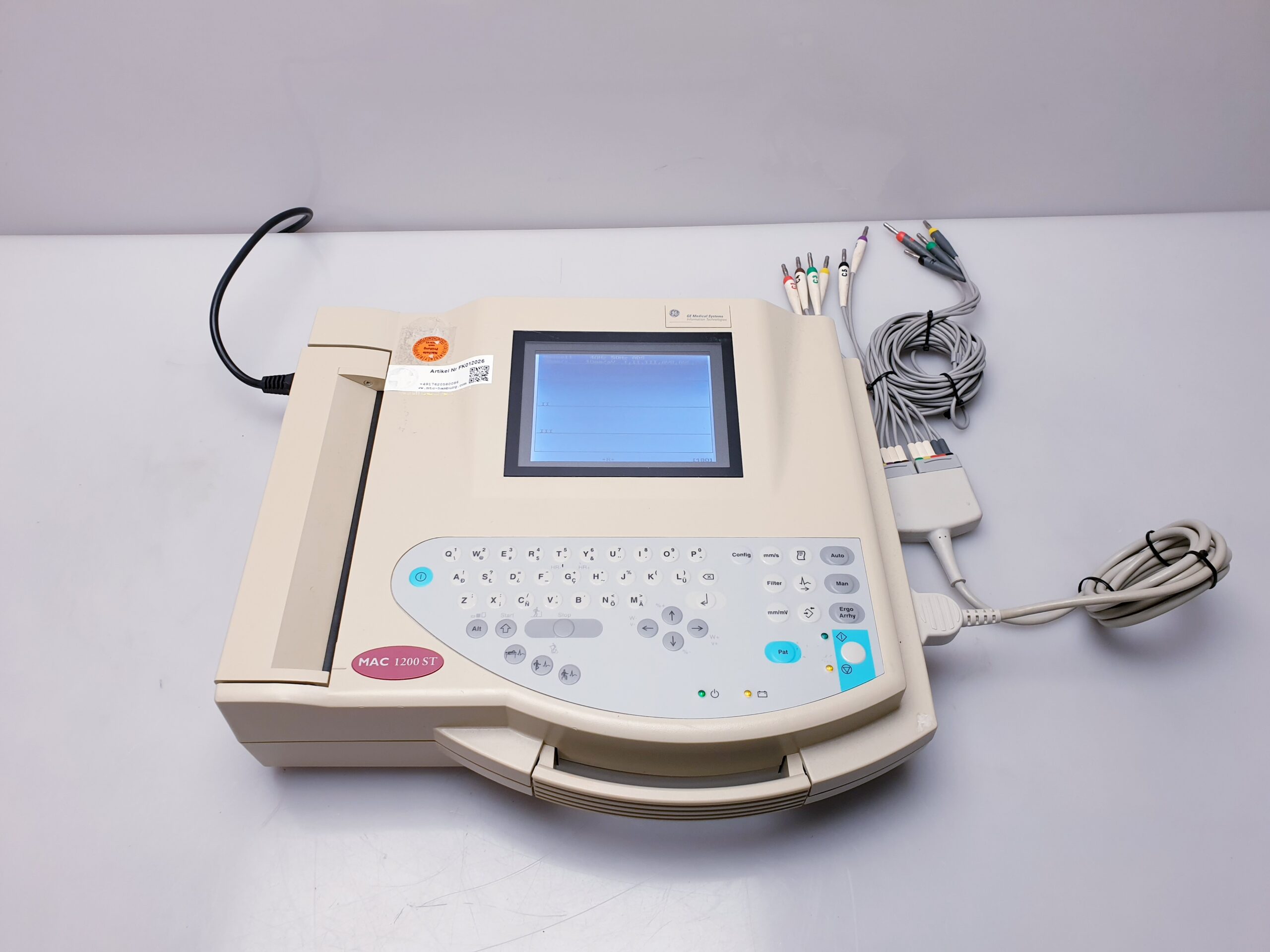 GE MAC 1200ST // 1200 ST EKG Gerät mit Ableitungskabel thumbnail 11