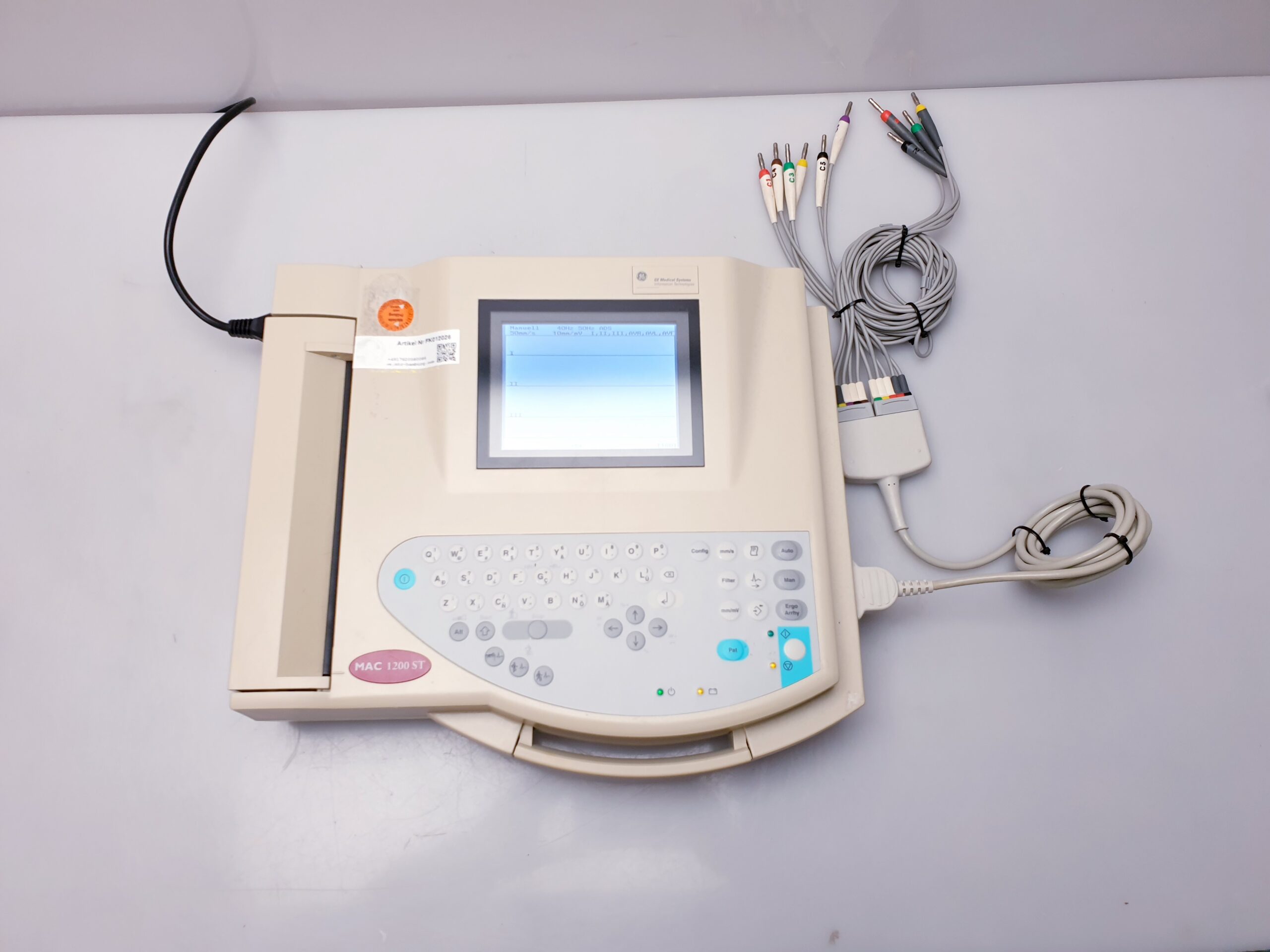 GE MAC 1200ST // 1200 ST EKG Gerät mit Ableitungskabel thumbnail 12