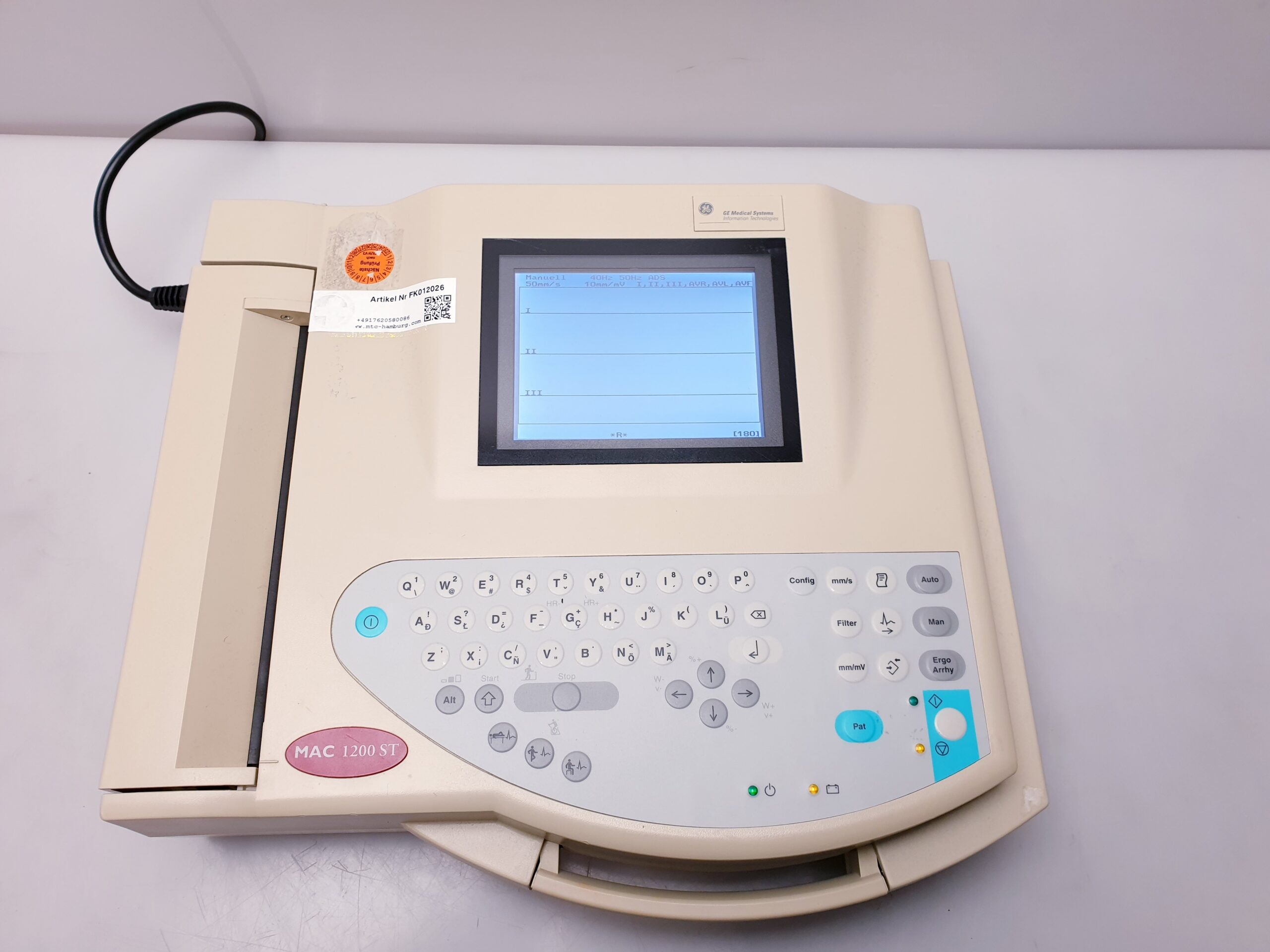 GE MAC 1200ST // 1200 ST EKG Gerät mit Ableitungskabel thumbnail 19