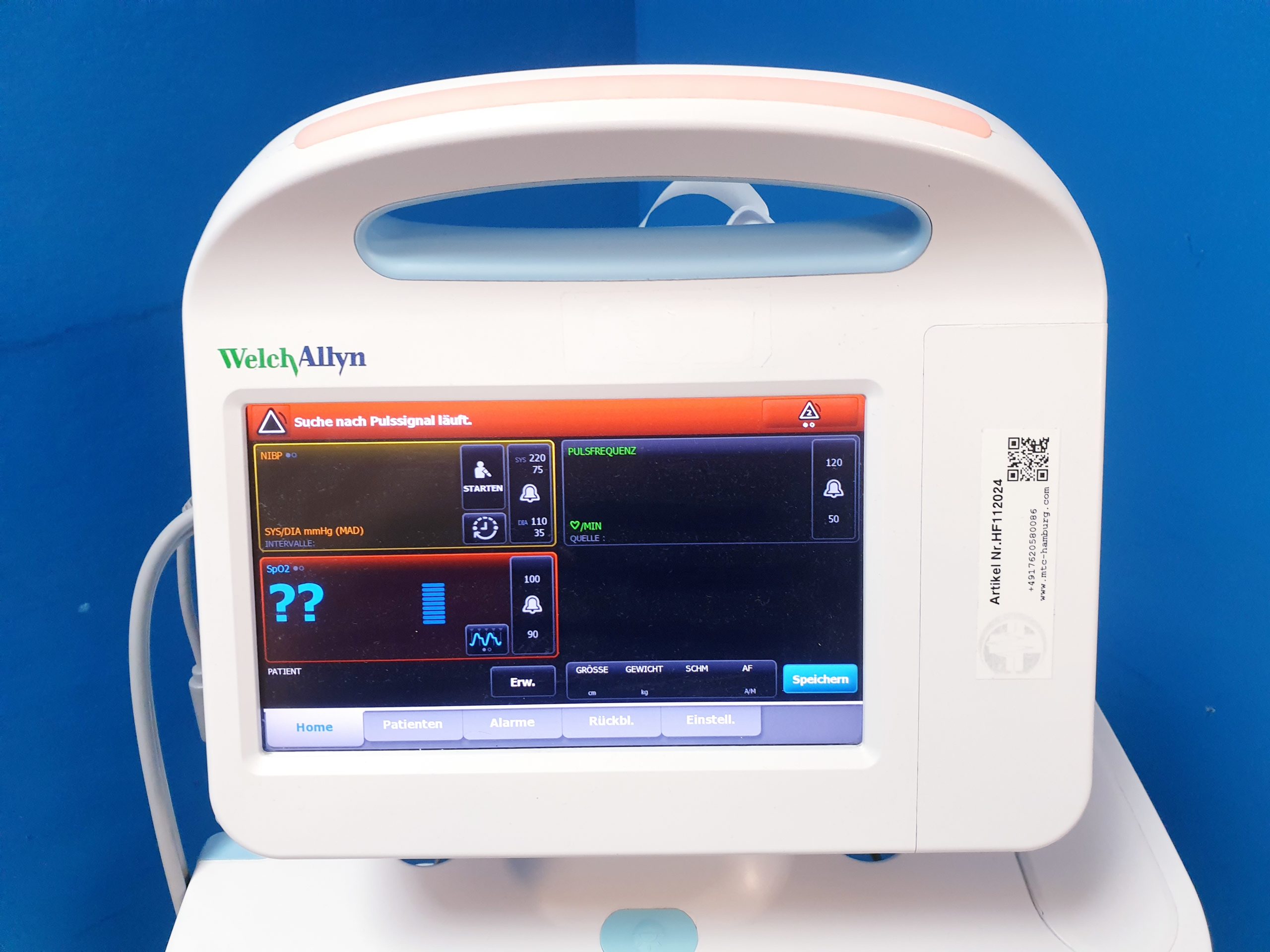 Welch Allyn Vital Signs Monitor 6000 Series NIBP SPO2 EKG UND TEMP thumbnail 6