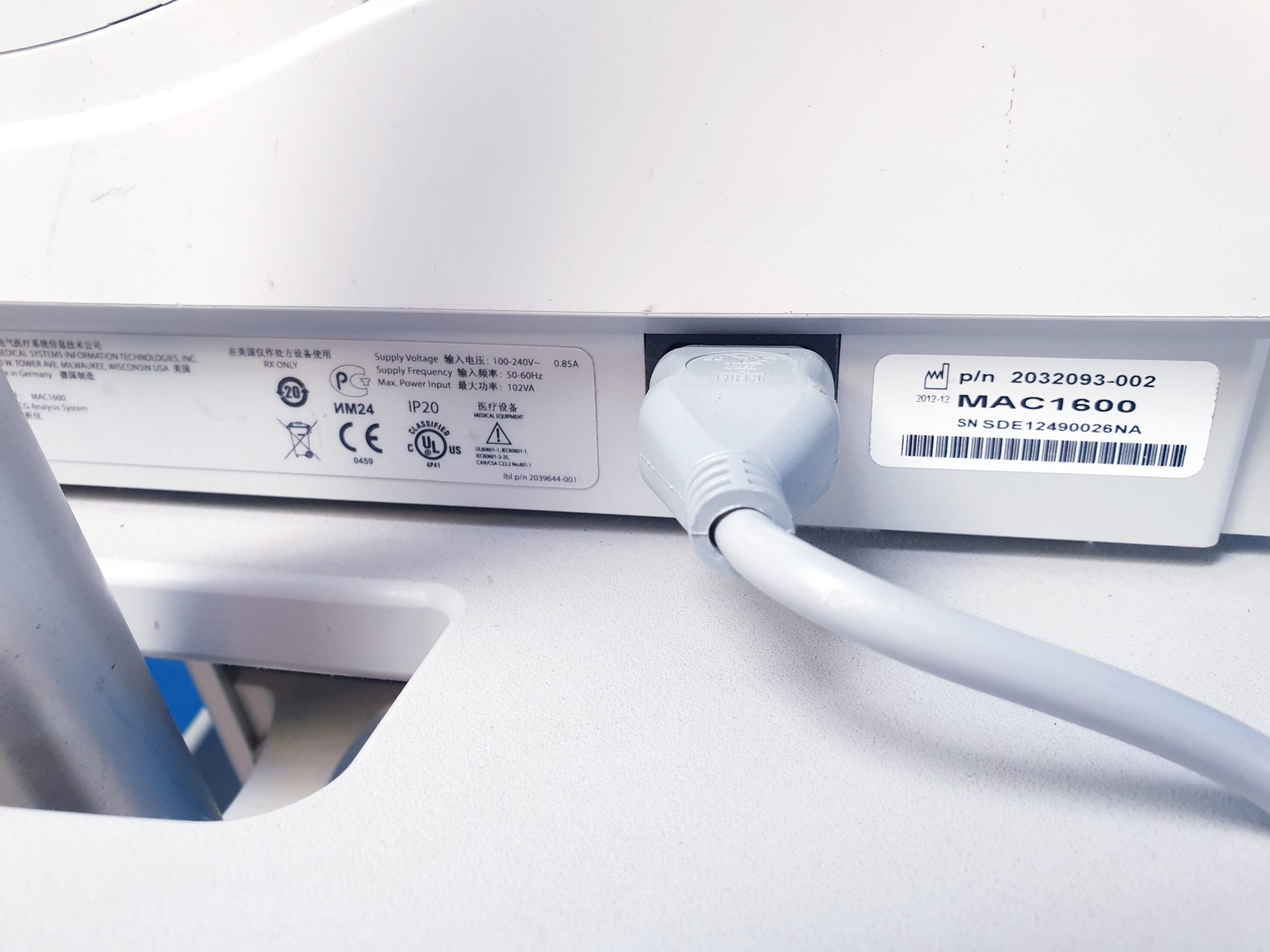 Ge Mac 1600 EKG Gerät mit Gerätewagen mit Kabelarmhalterung thumbnail 14