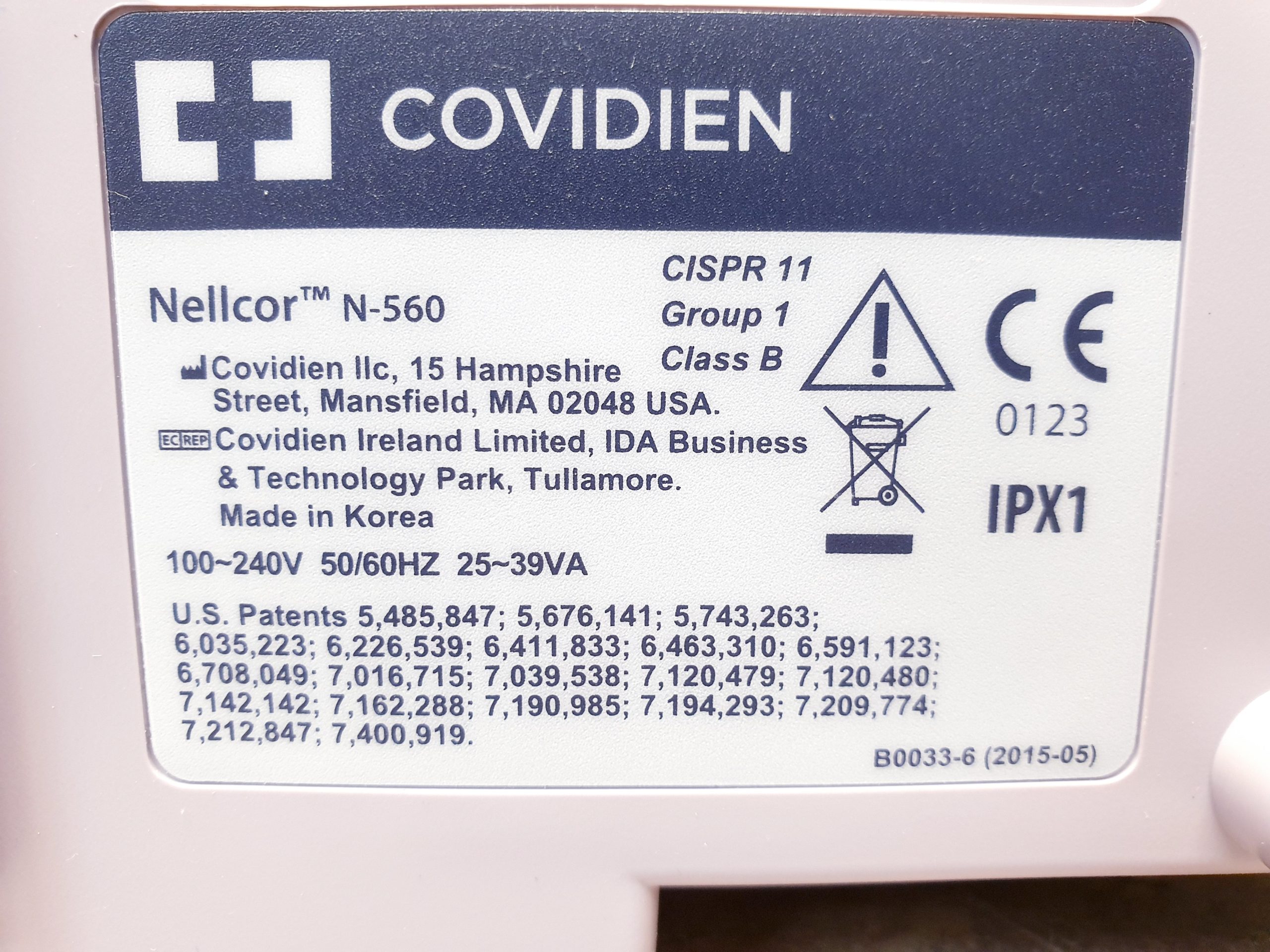 CL082024-K Covidien Nellcor N-560 Oximax Pulsoxymeter mit Fingersensor thumbnail 11