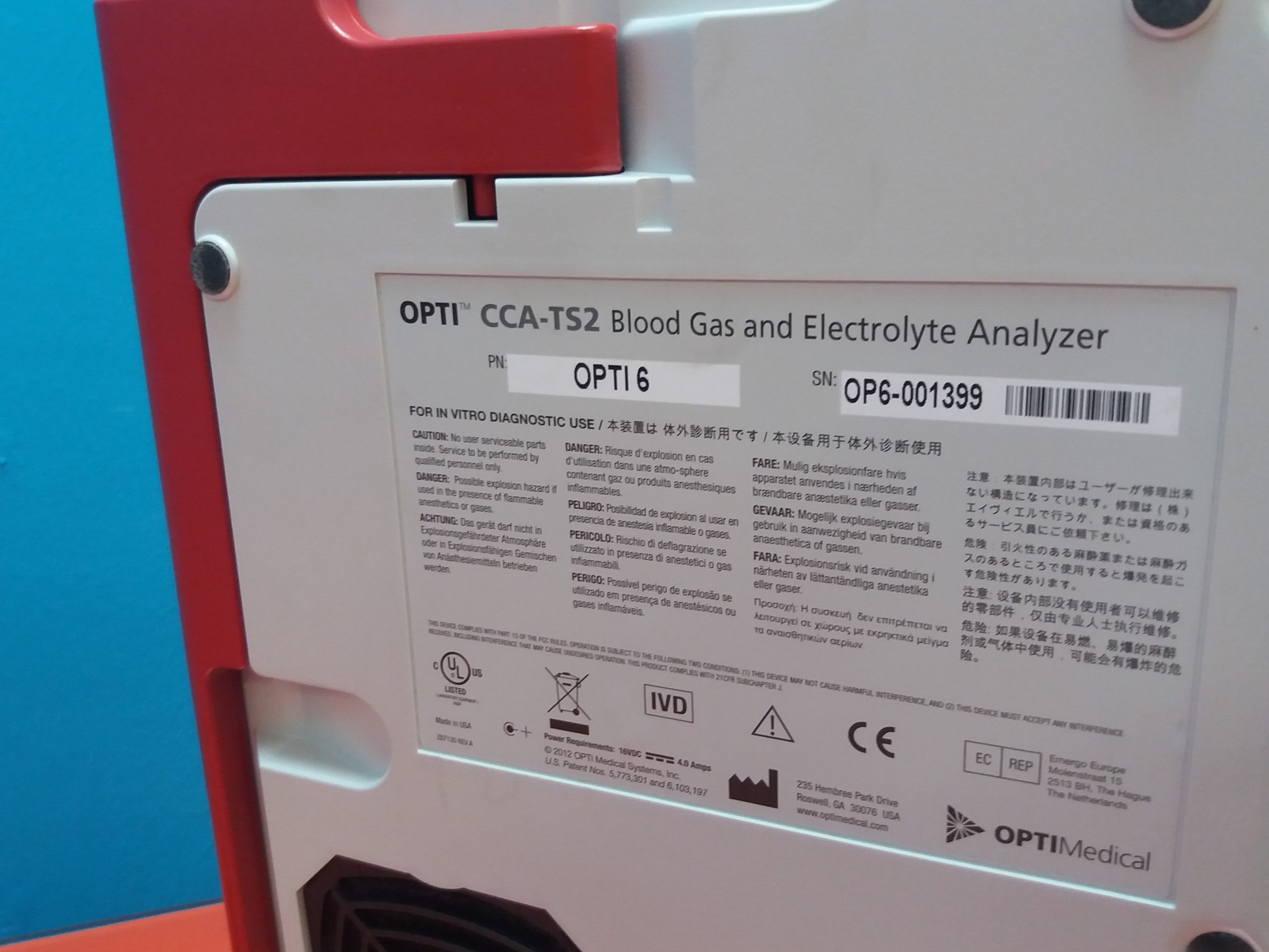 OPTI CCA-TS2 // CCA TS2 Analysator Blood Gas and Electrolyte Analyzer thumbnail 6