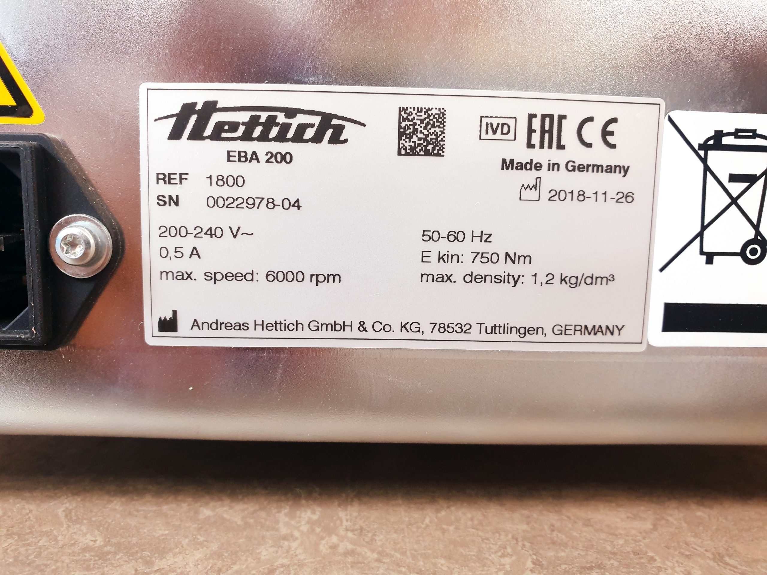 Hettich EBA 200 Zentrifuge Kleinzentrifuge Tischzentrifunge – Zentrifuge thumbnail 7