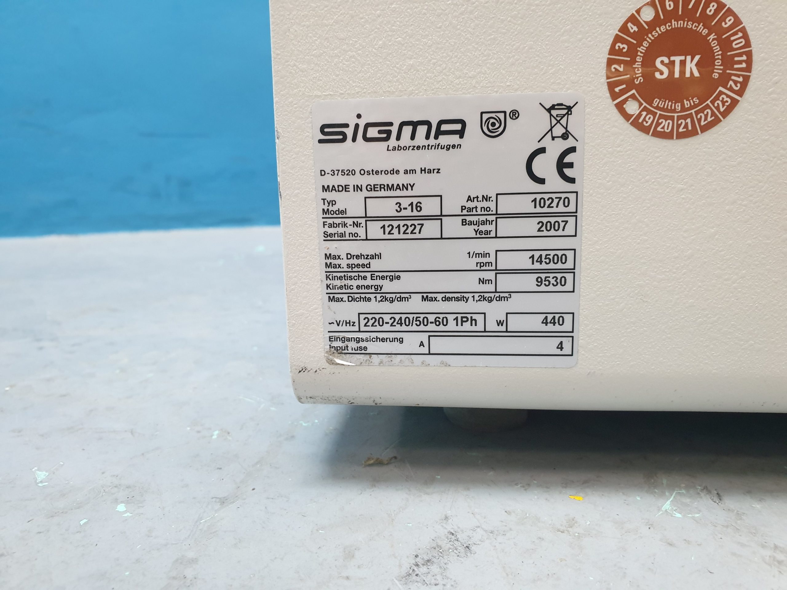 SIGMA 3-16 Labor-Zentrifuge, Zentrifuge thumbnail 5