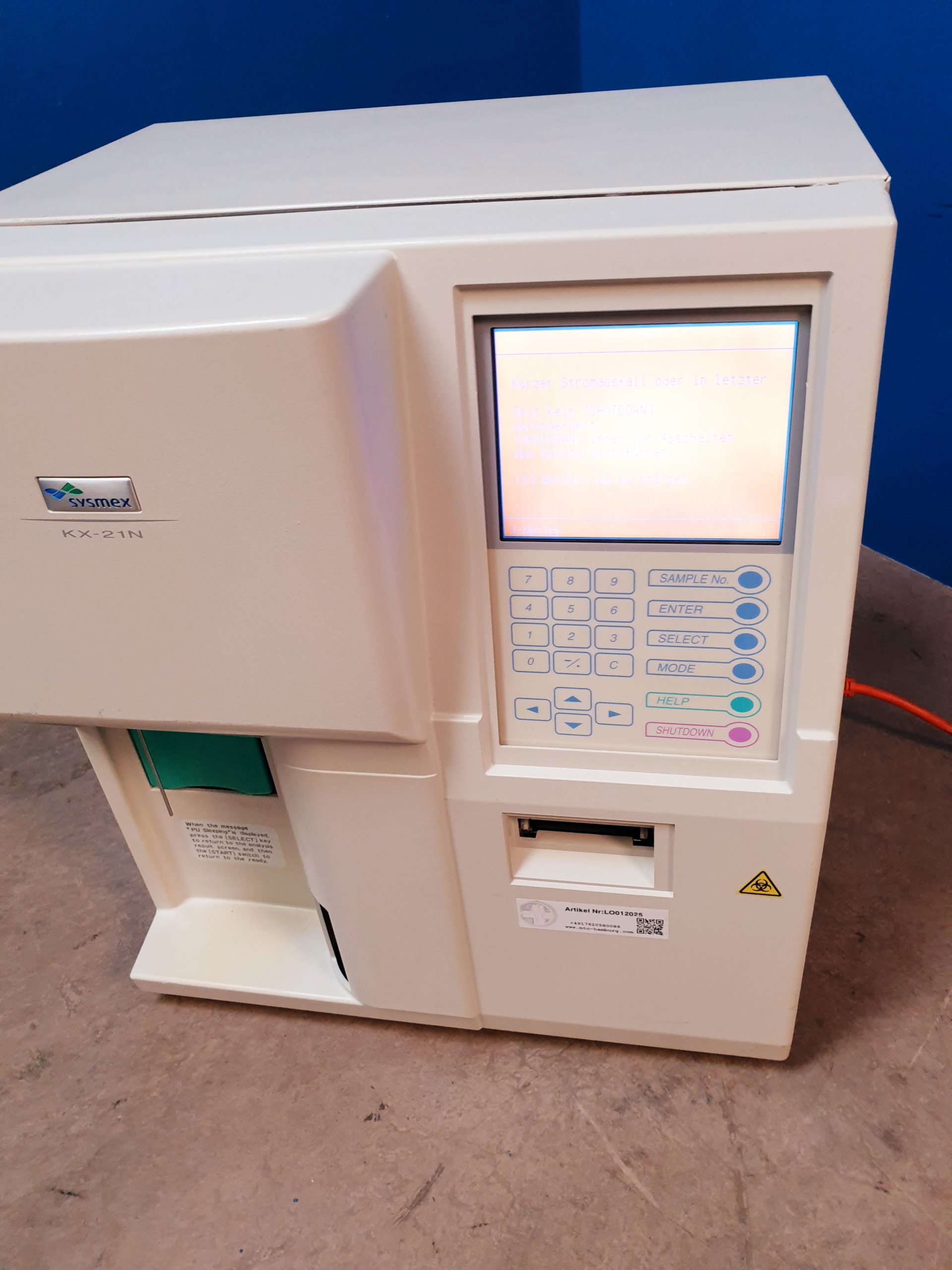 Sysmex KX-21N Automatischer Hämatologie- Analysator thumbnail 2
