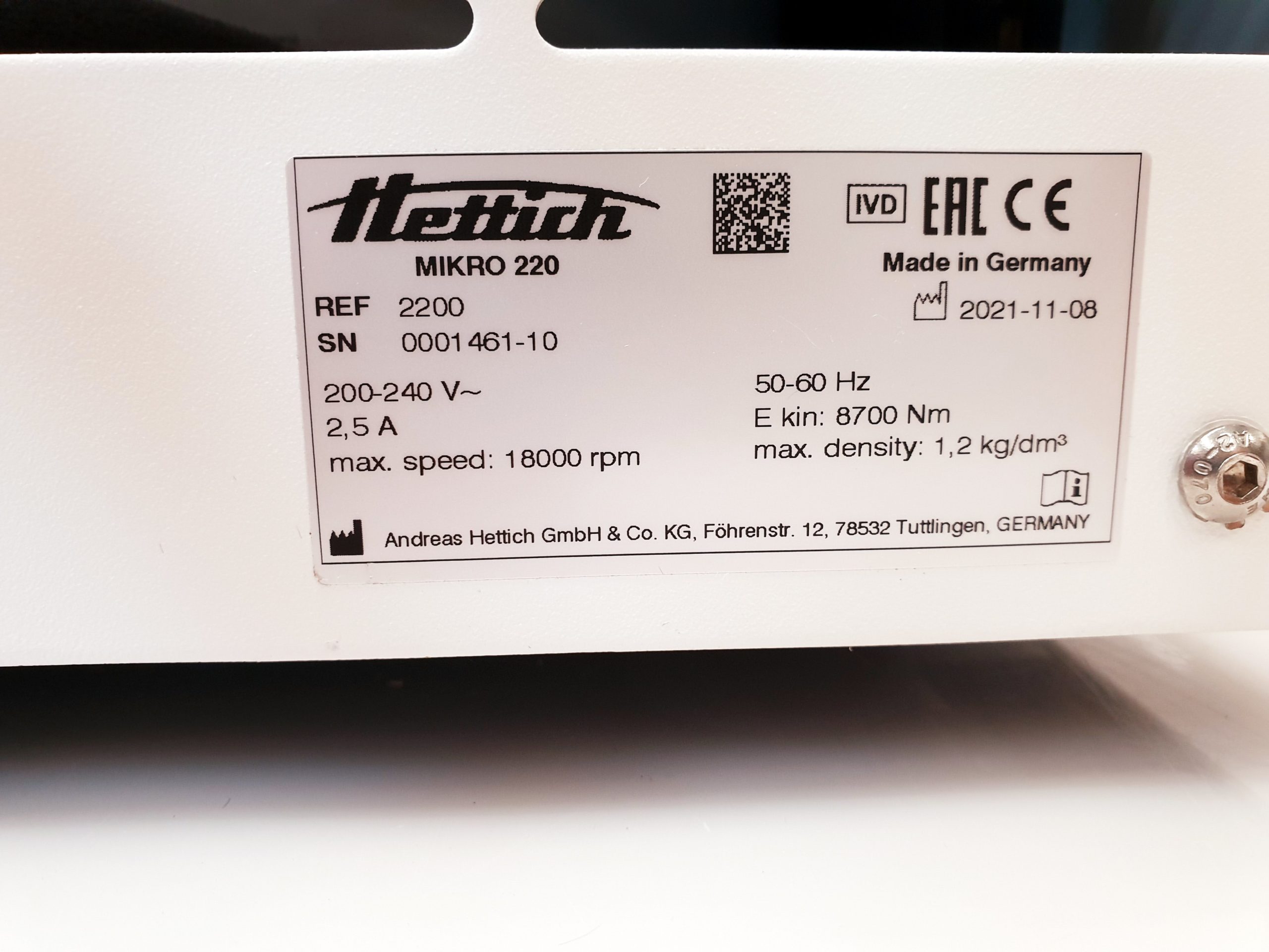 Hettich MIKRO 220 – Zentrifuge – Defekt – Ohne Rotor thumbnail 8