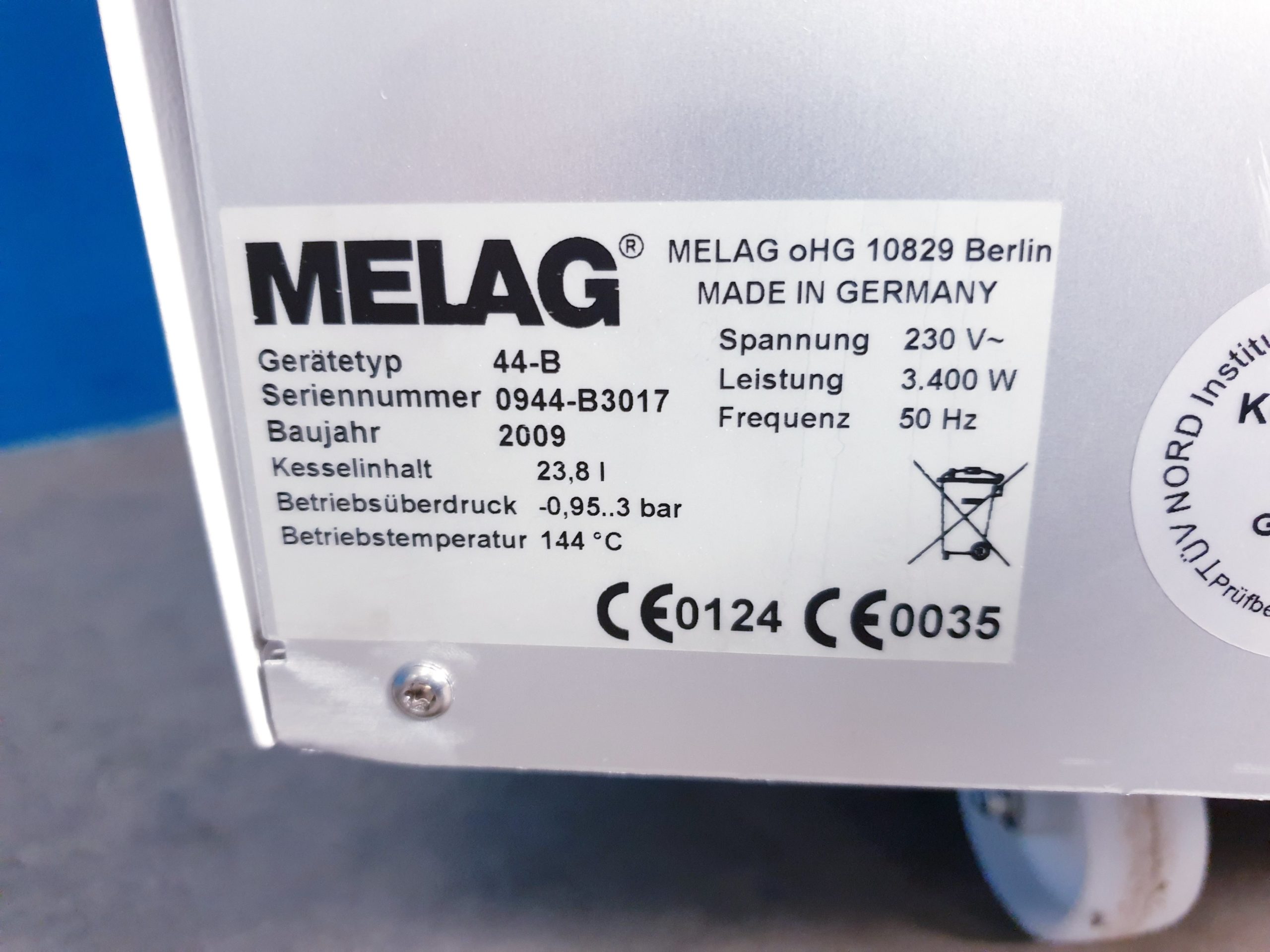 Melag Vacuklav 44B – 44 B Autoklav Sterilisator – UNGEPRÜFT – DEFEKT thumbnail 8