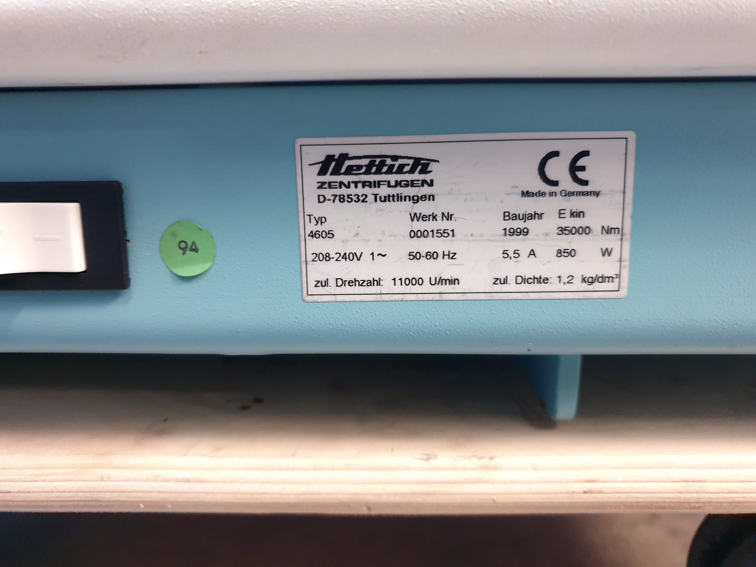 Hettich Rotina 46 Typ 4605 Zentrifuge Centrifuge thumbnail 6