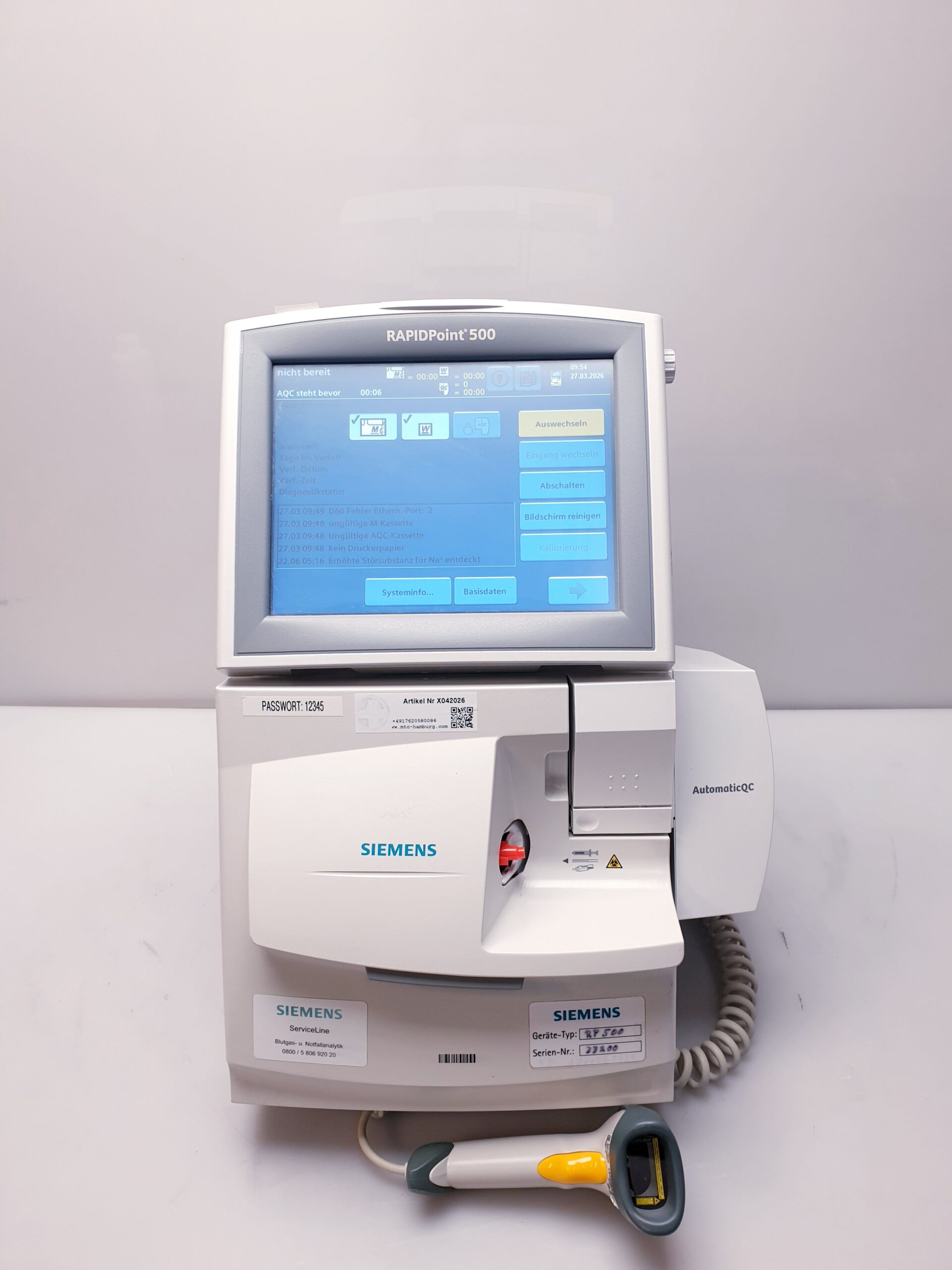 SIEMENS RAPIDPOINT 500 BLUTGASANALYSESYSTEM BlutgasElektrolyt-Analysator — image 1 of 23