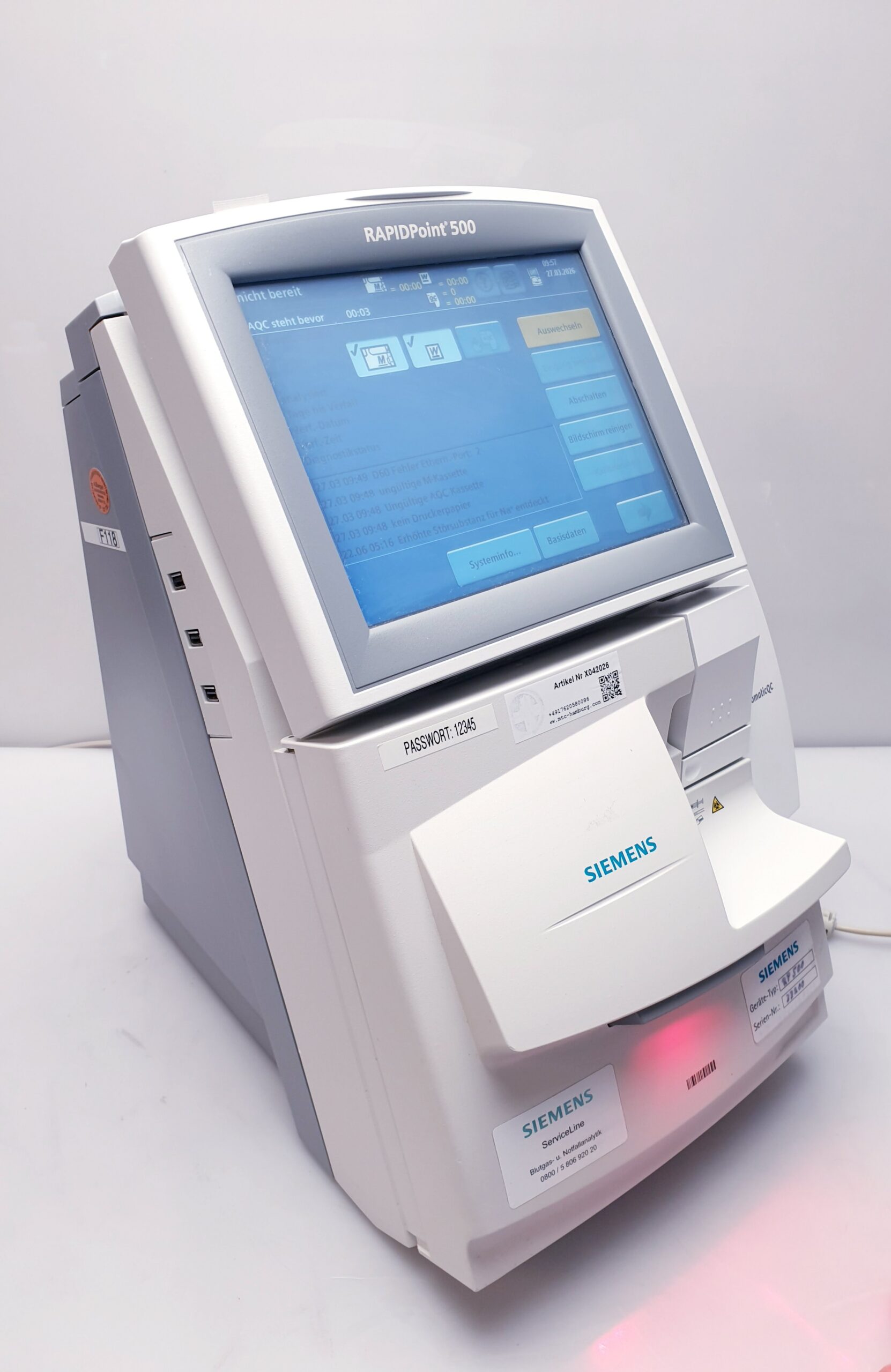 SIEMENS RAPIDPOINT 500 BLUTGASANALYSESYSTEM BlutgasElektrolyt-Analysator thumbnail 9