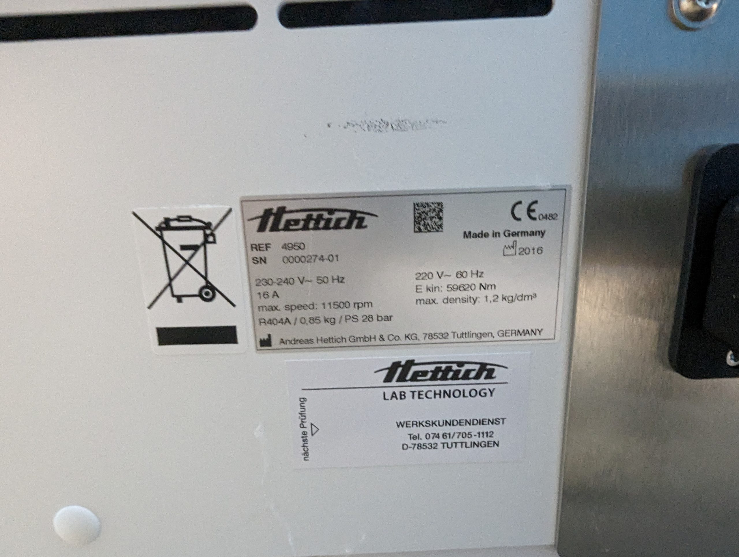 Hettich 4950 ROTIXA 500 RS Standzentrifuge, gekühlt thumbnail 3