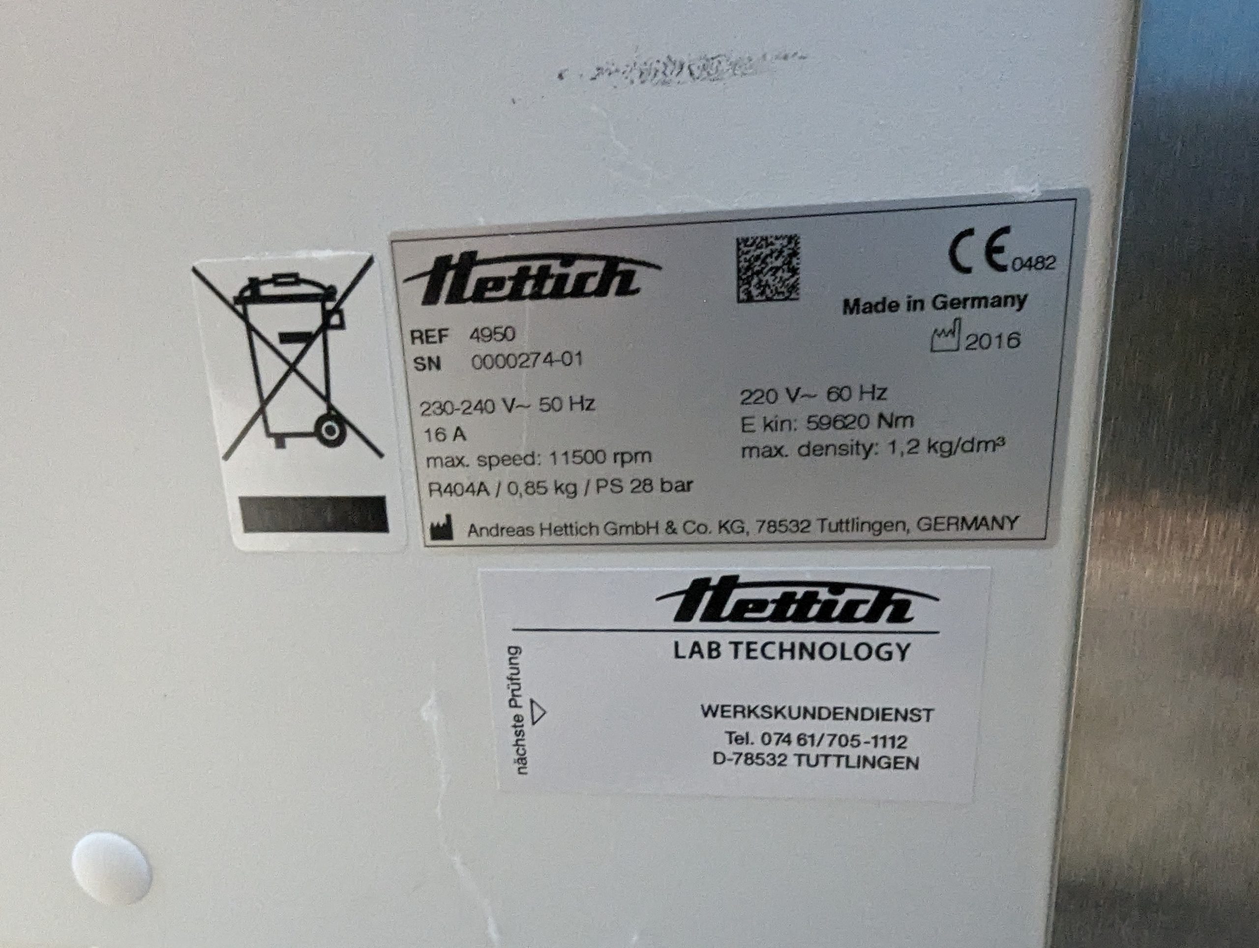 Hettich 4950 ROTIXA 500 RS Standzentrifuge, gekühlt thumbnail 11