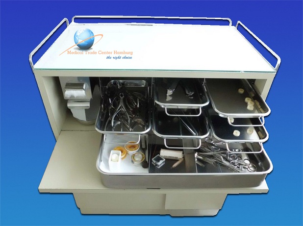 Haeberle HNO Instrumentenschrank / Ablagetabletts / Mülleimer / Schubladen / Fahrbar — image 1 of 1