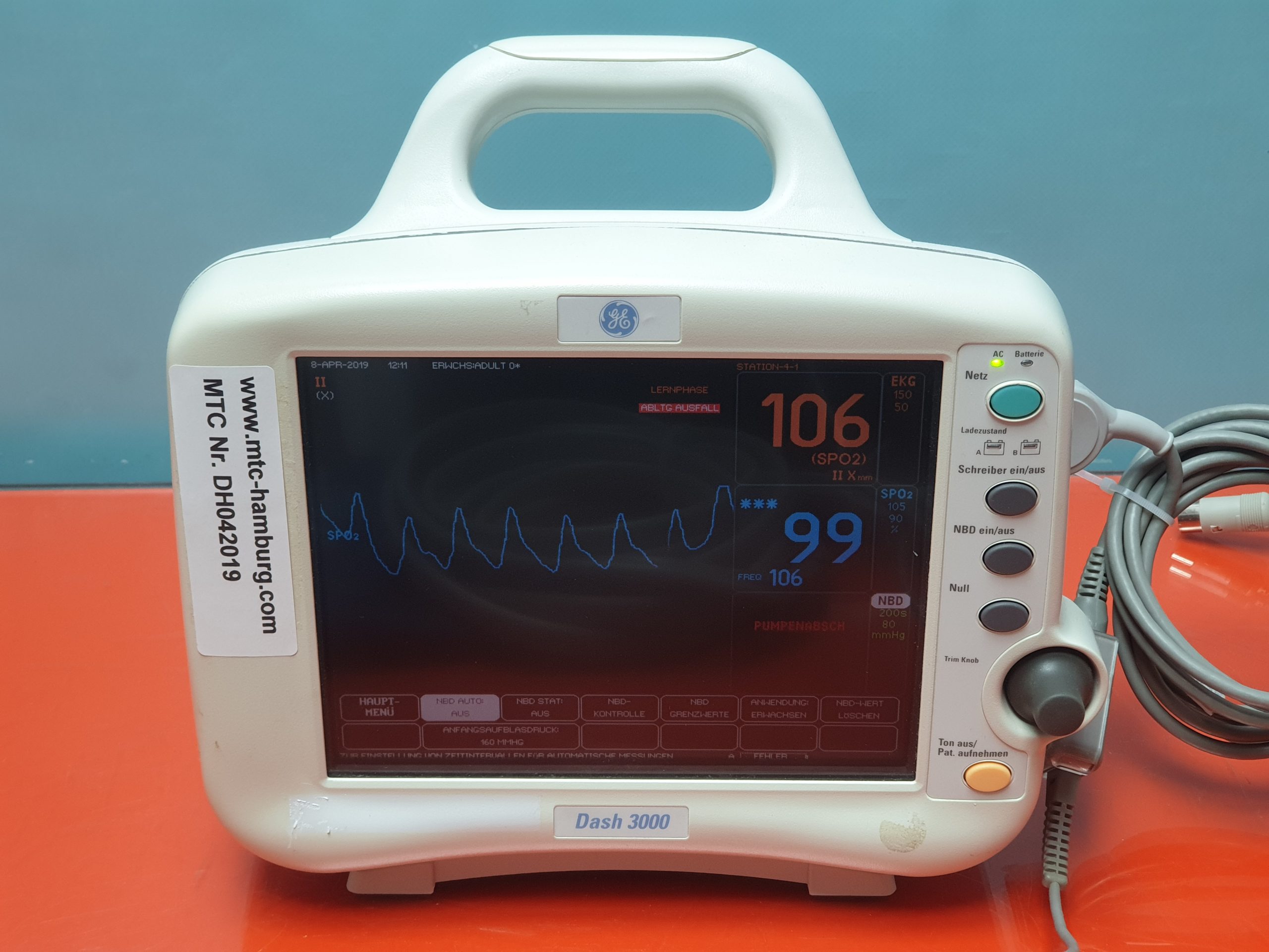 Ge Marquette DASH 3000 Patientenüberwachungsmonitor thumbnail 2