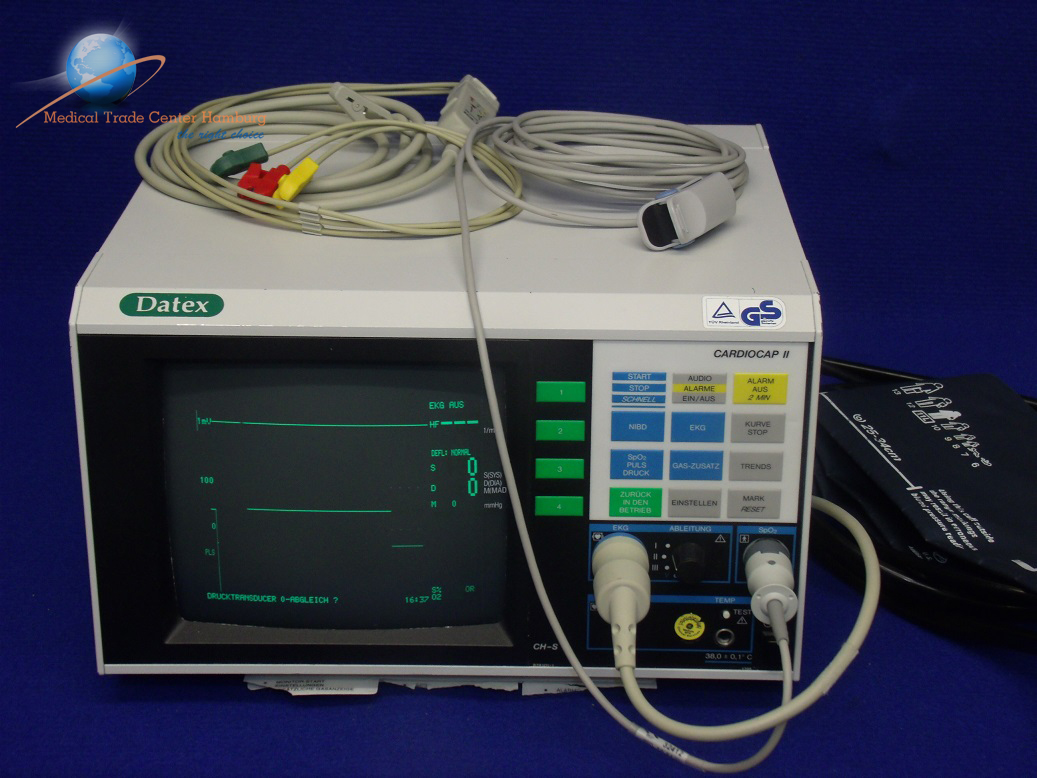 Datex Cardiocap II Monitor mit SpO2, EKG, und Blutdruckmanchette -02 — image 1 of 2