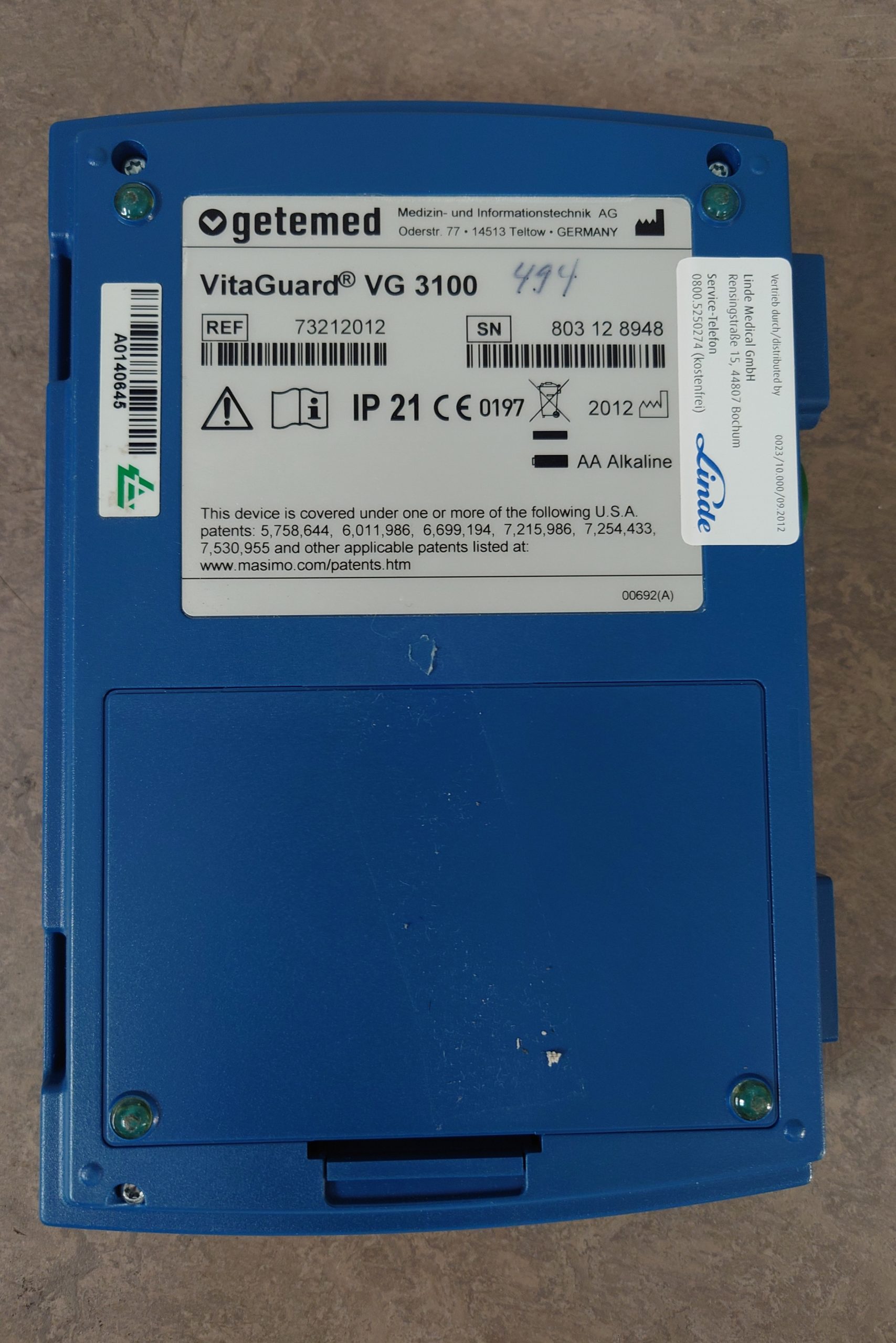 Getemed VitaGuard VG 3100 Massimo Set +Stammkabel thumbnail 6