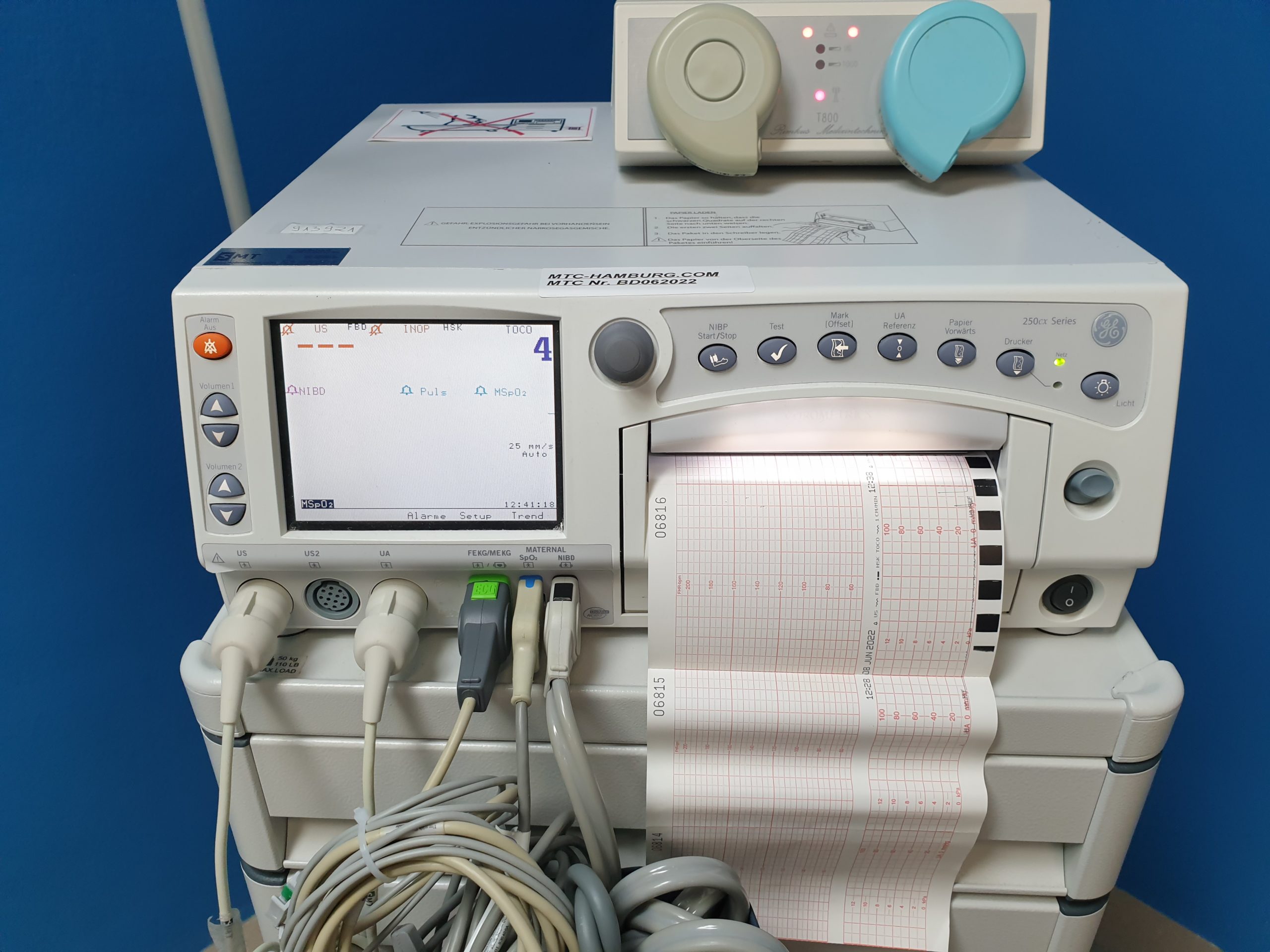 GE Corometrics 250CX Series Fetal // Mutter Monitor + T800E + Zubehör thumbnail 2