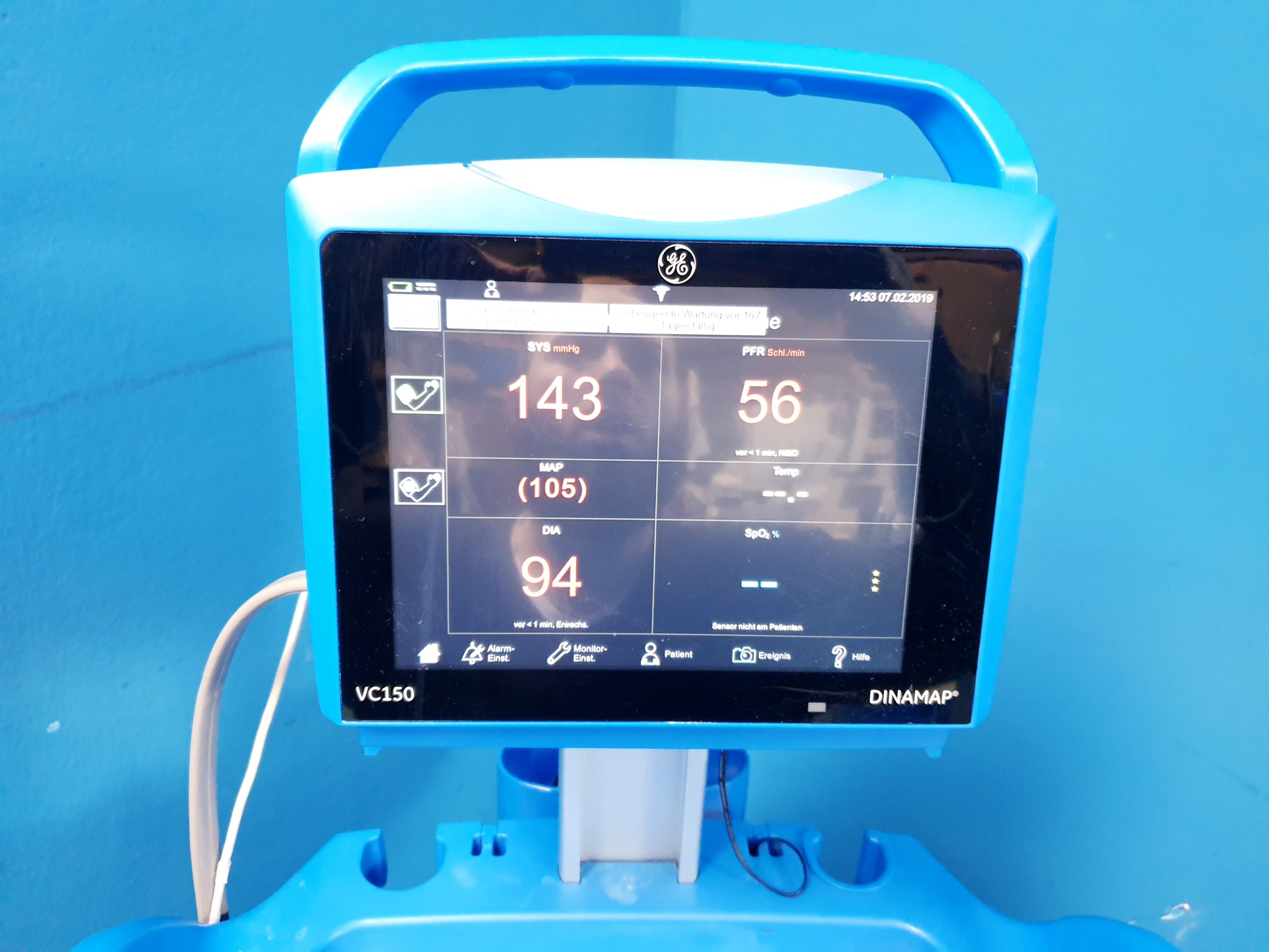 GE Carescape VC150 SpO2 + NiBp Vitaldatenmonitor mit Gerätewagen thumbnail 4