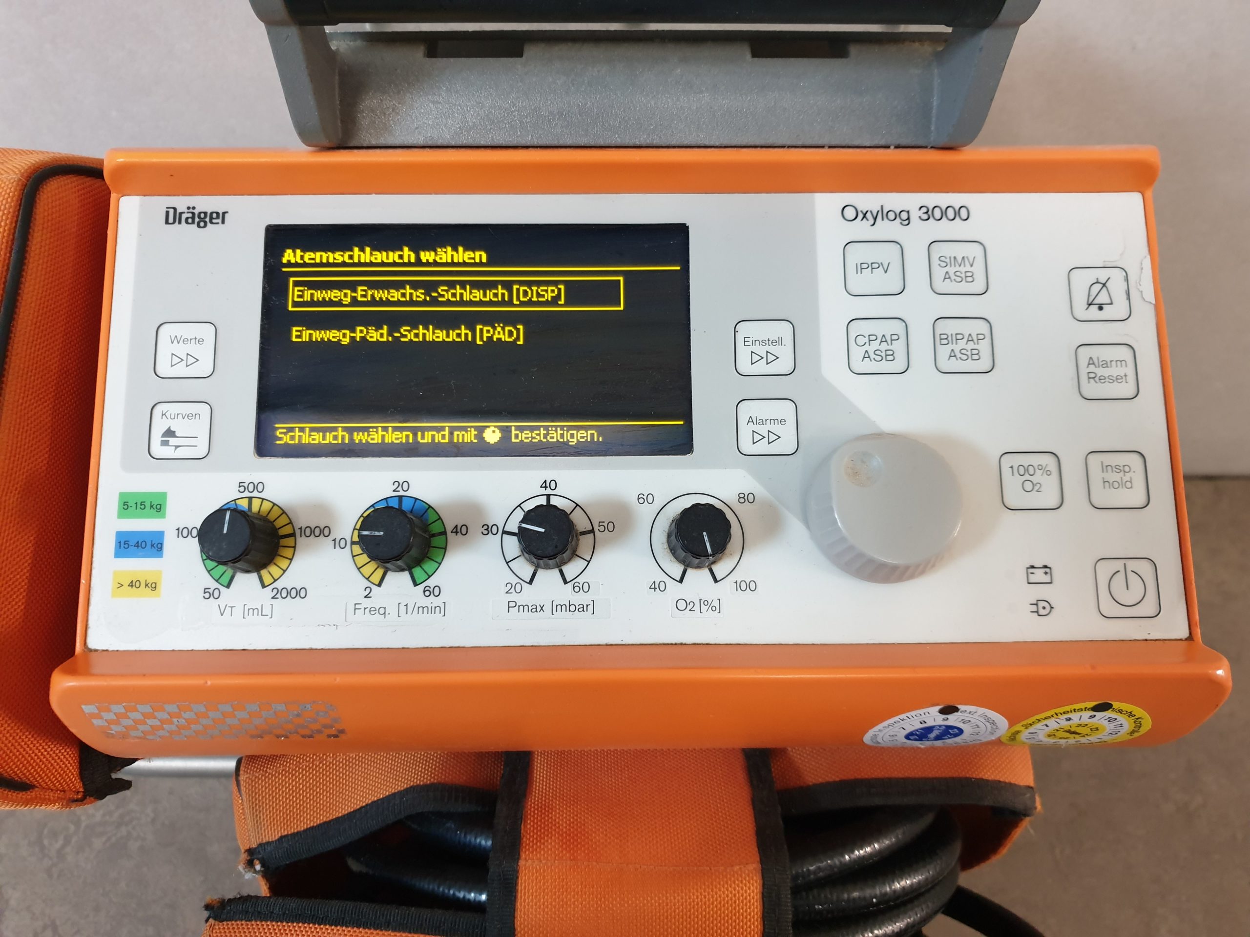 Draeger // Dräger Oxylog 3000 beatmungsgerät Softwareversion 01.24 mit Netzteil und Halterung thumbnail 6