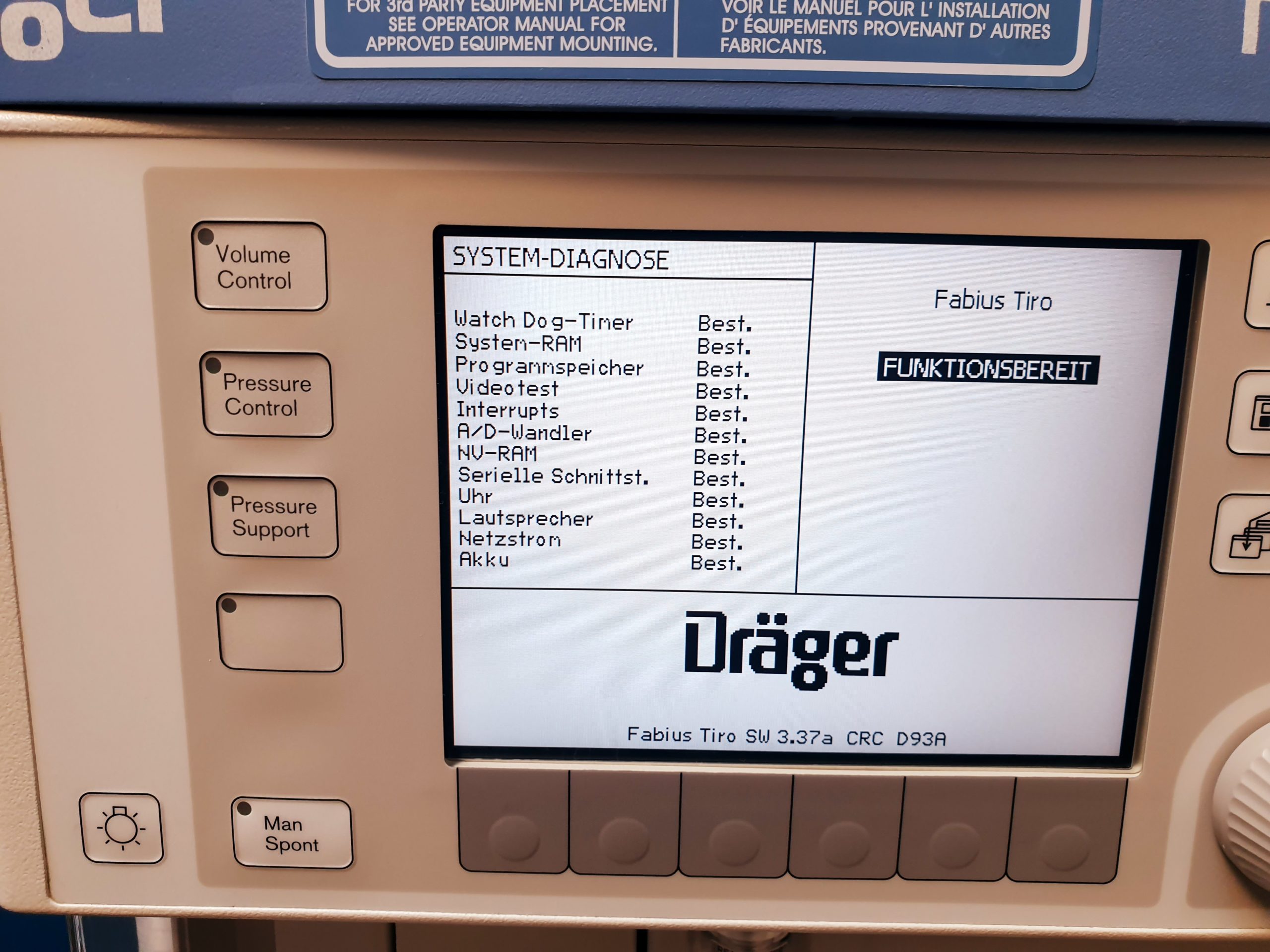 Dräger – Draeger FABIUS TIRO Narkosegerät – Fahrbar DOM 2008 thumbnail 3