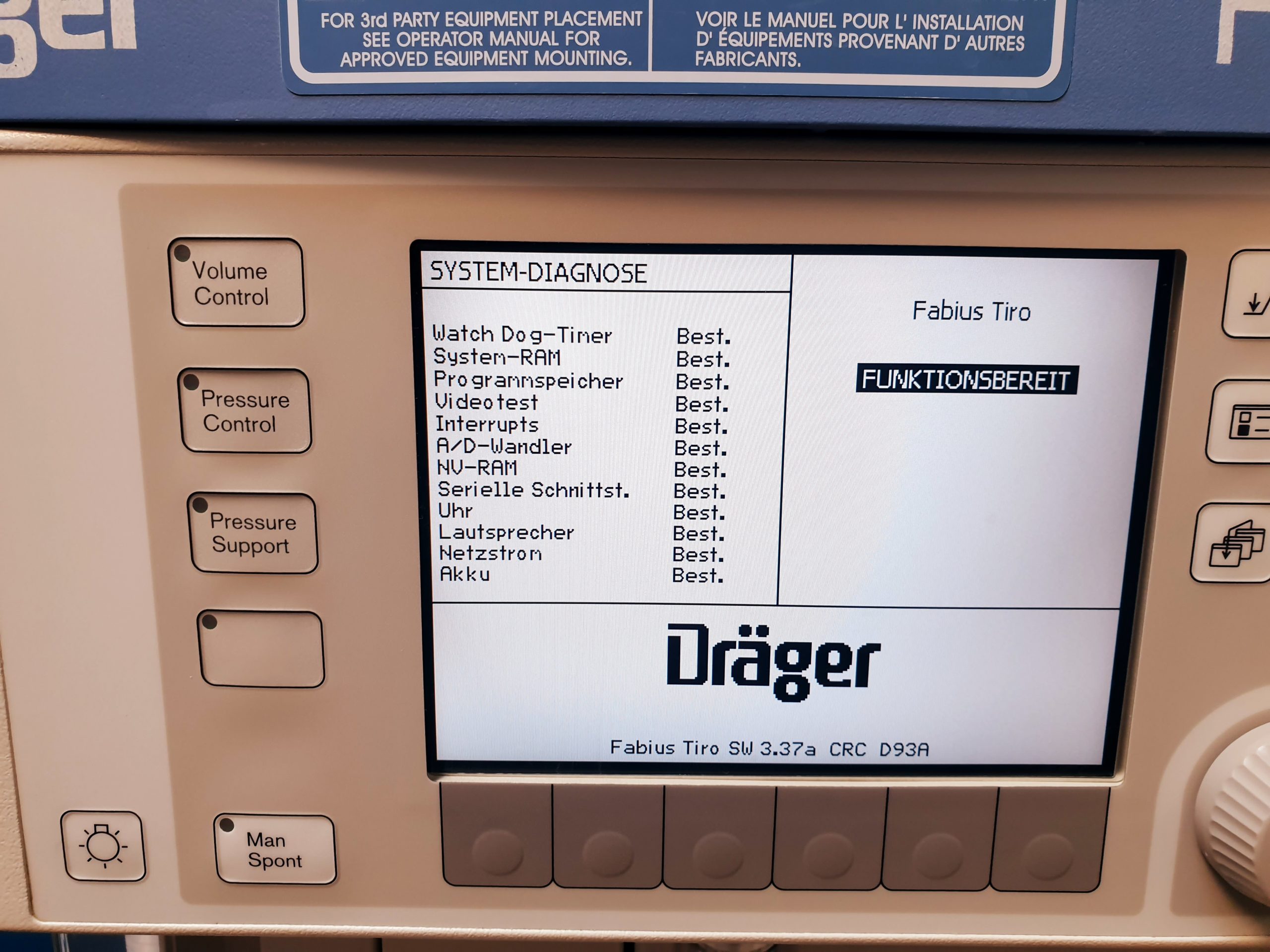 Dräger – Draeger FABIUS TIRO Narkosegerät – Fahrbar DOM 2008 thumbnail 4