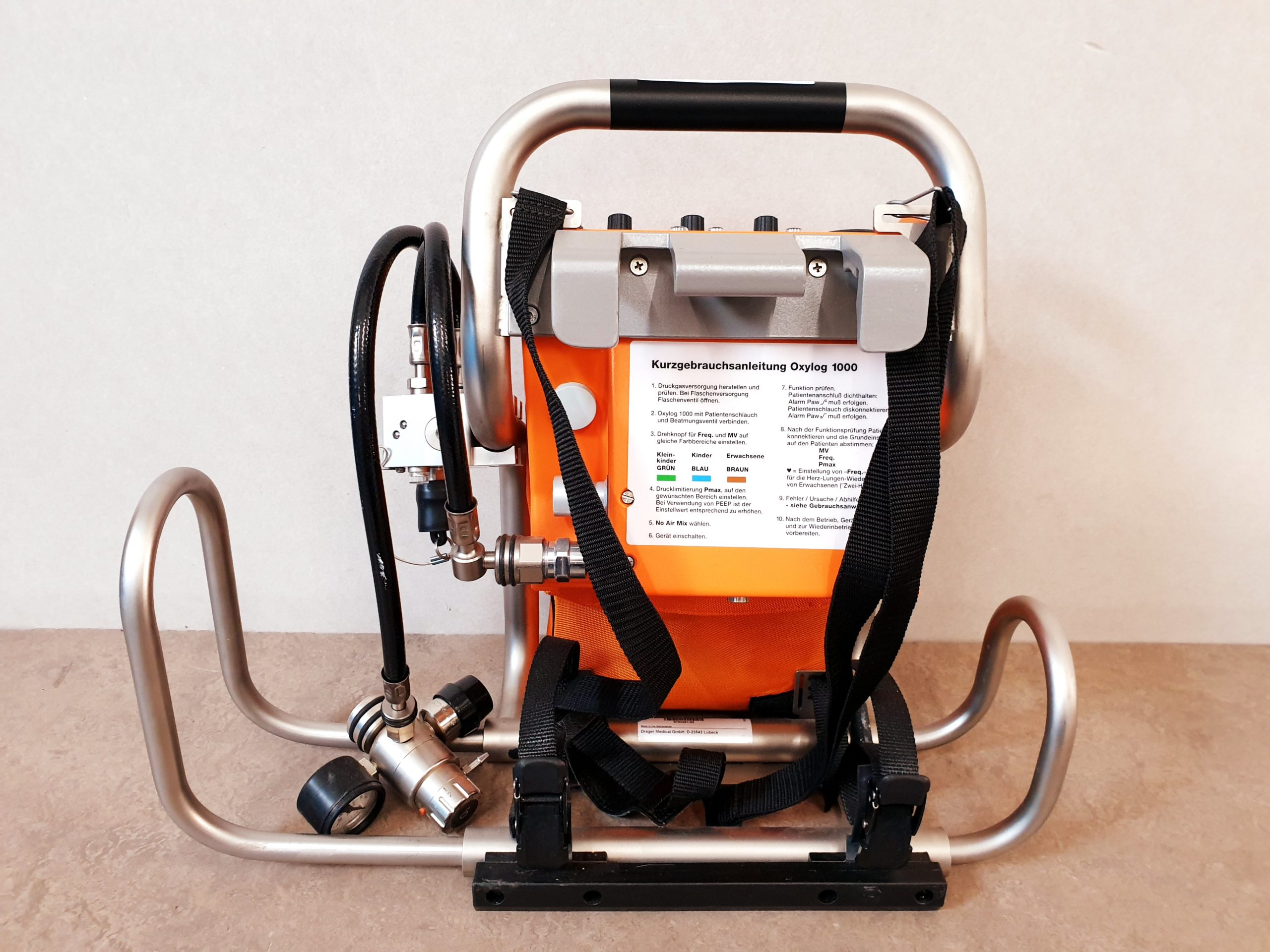 Dräger / Draeger Oxylog 1000 Beatmungsgerät / Emergency Ventilator KFZ-Halterung + Trageplatte + Flasche thumbnail 3